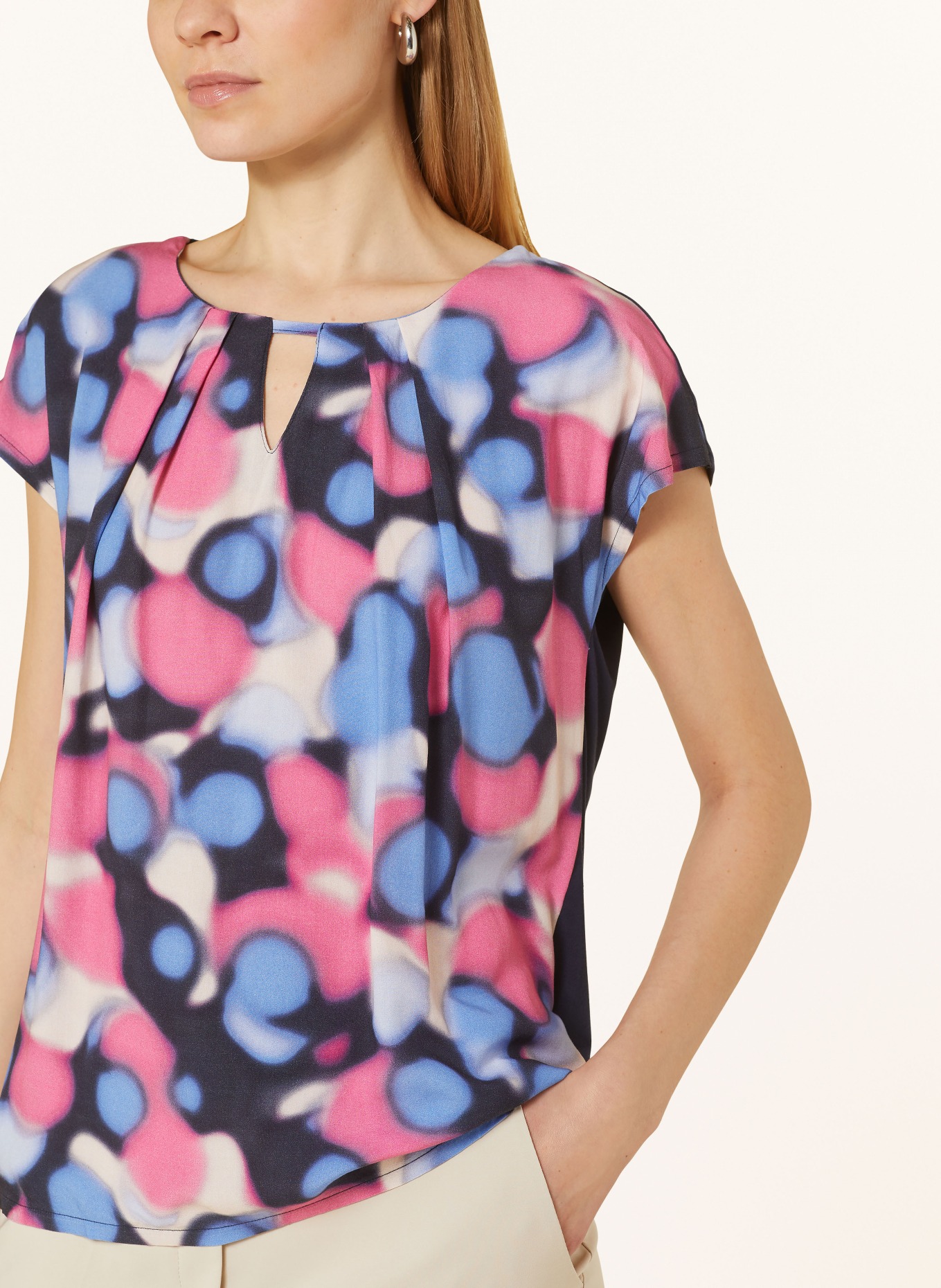 BETTY&CO Shirt blouse in mixed materials, Color: DARK GRAY/ BLUE/ PINK (Image 4)