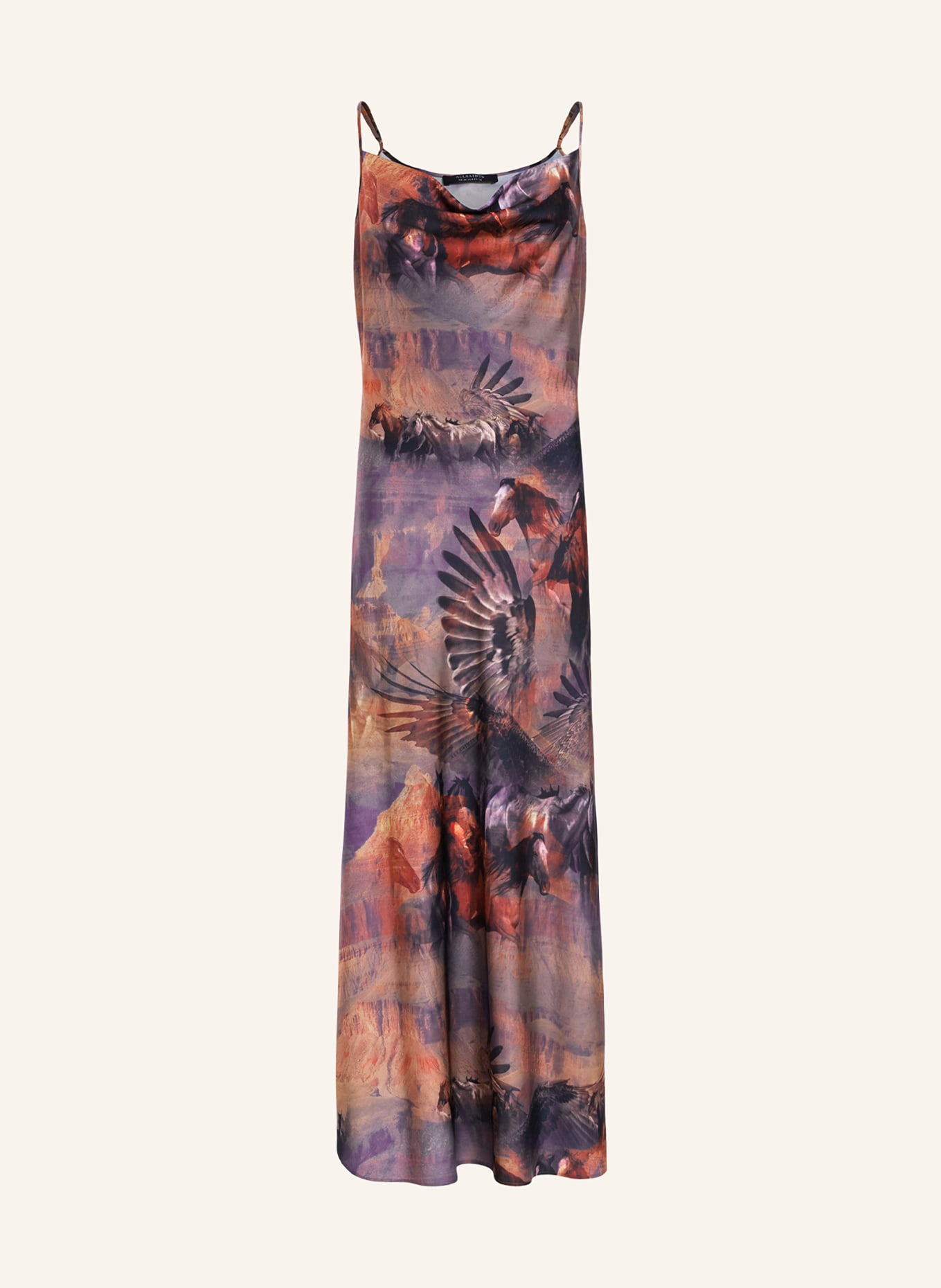 ALLSAINTS Satin dress HADLEY COLCA, Color: DARK ORANGE/ LIGHT PURPLE (Image 1)