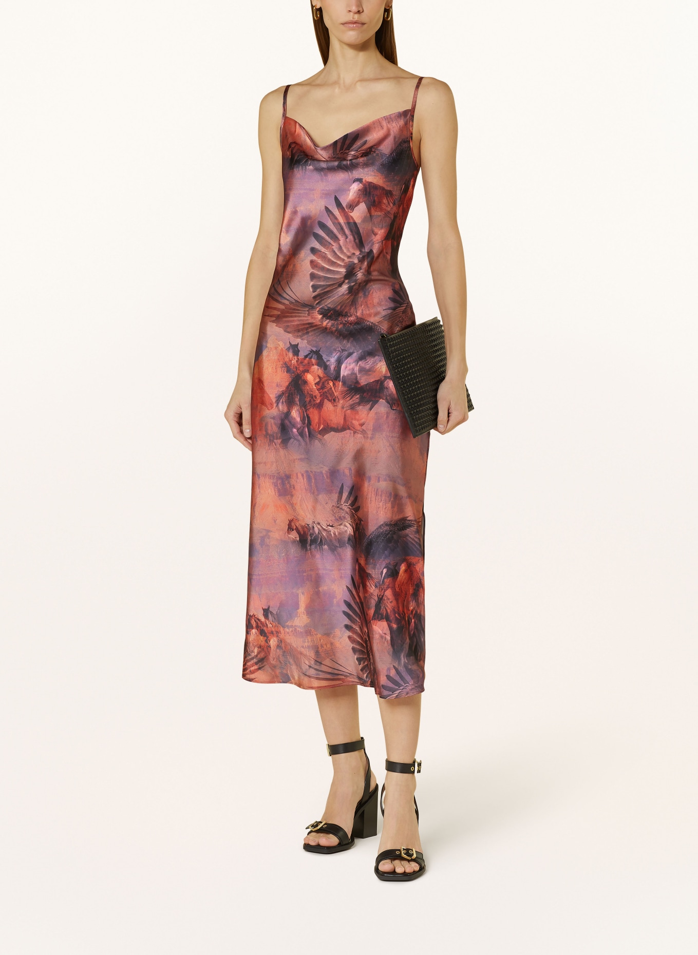 ALLSAINTS Satin dress HADLEY COLCA, Color: DARK ORANGE/ LIGHT PURPLE (Image 2)