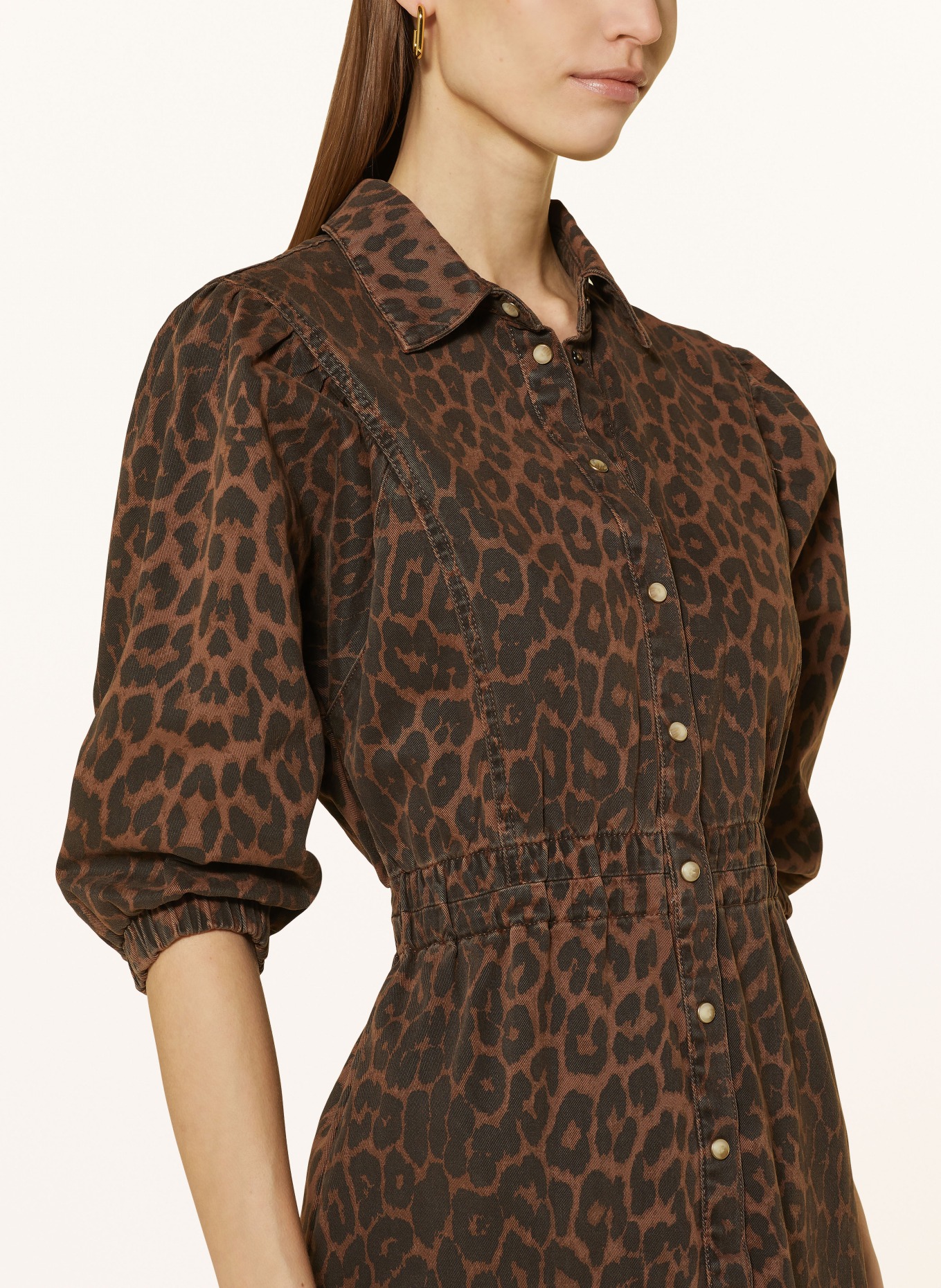 ALLSAINTS Denim dress OSA LEPPO with 3/4 sleeves, Color: 8254 ANIMAL BROWN (Image 4)