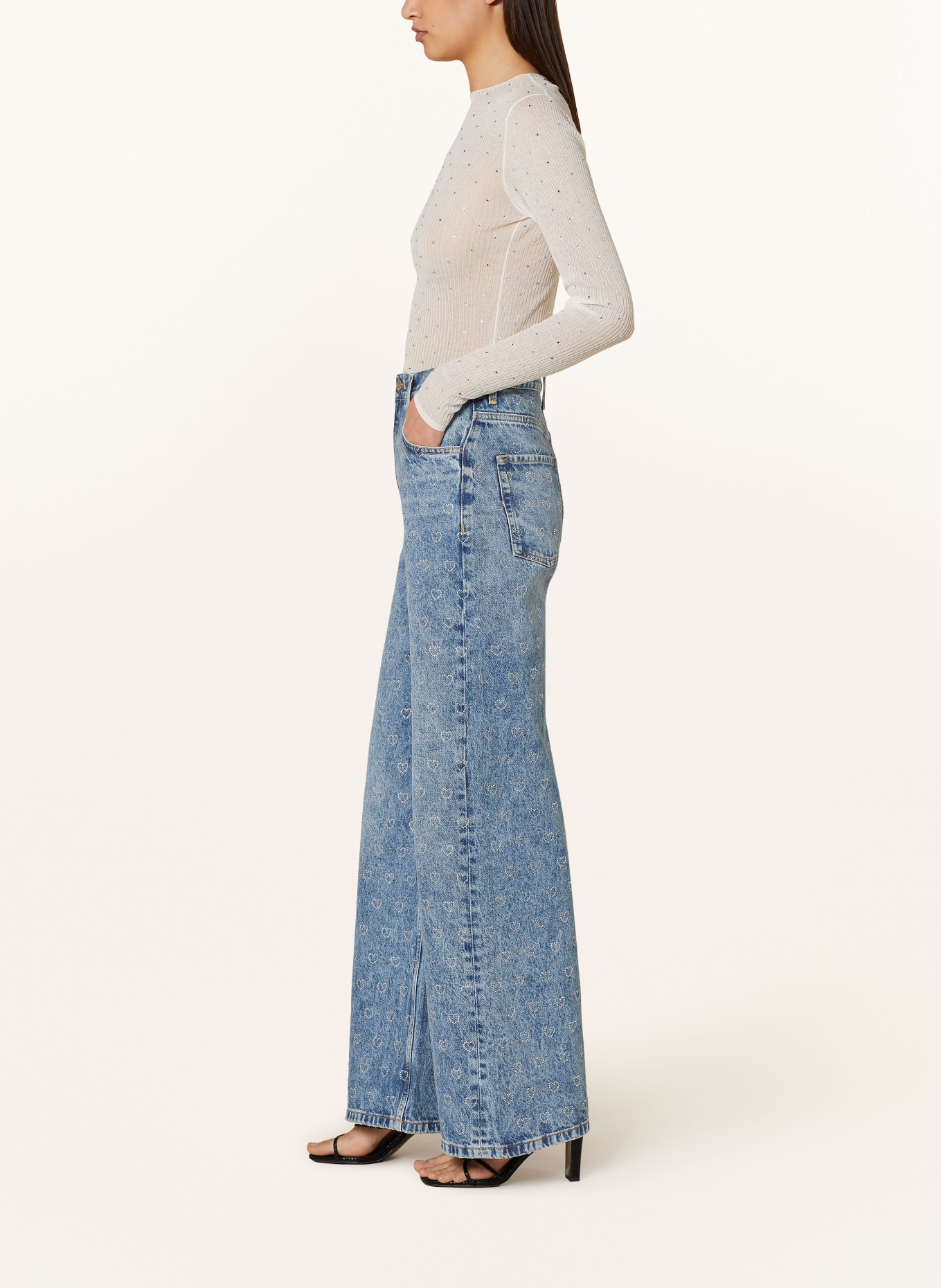 SANDRO Jeans mit Schmucksteinen, Farbe: 4785 BLUE JEAN (Bild 4)