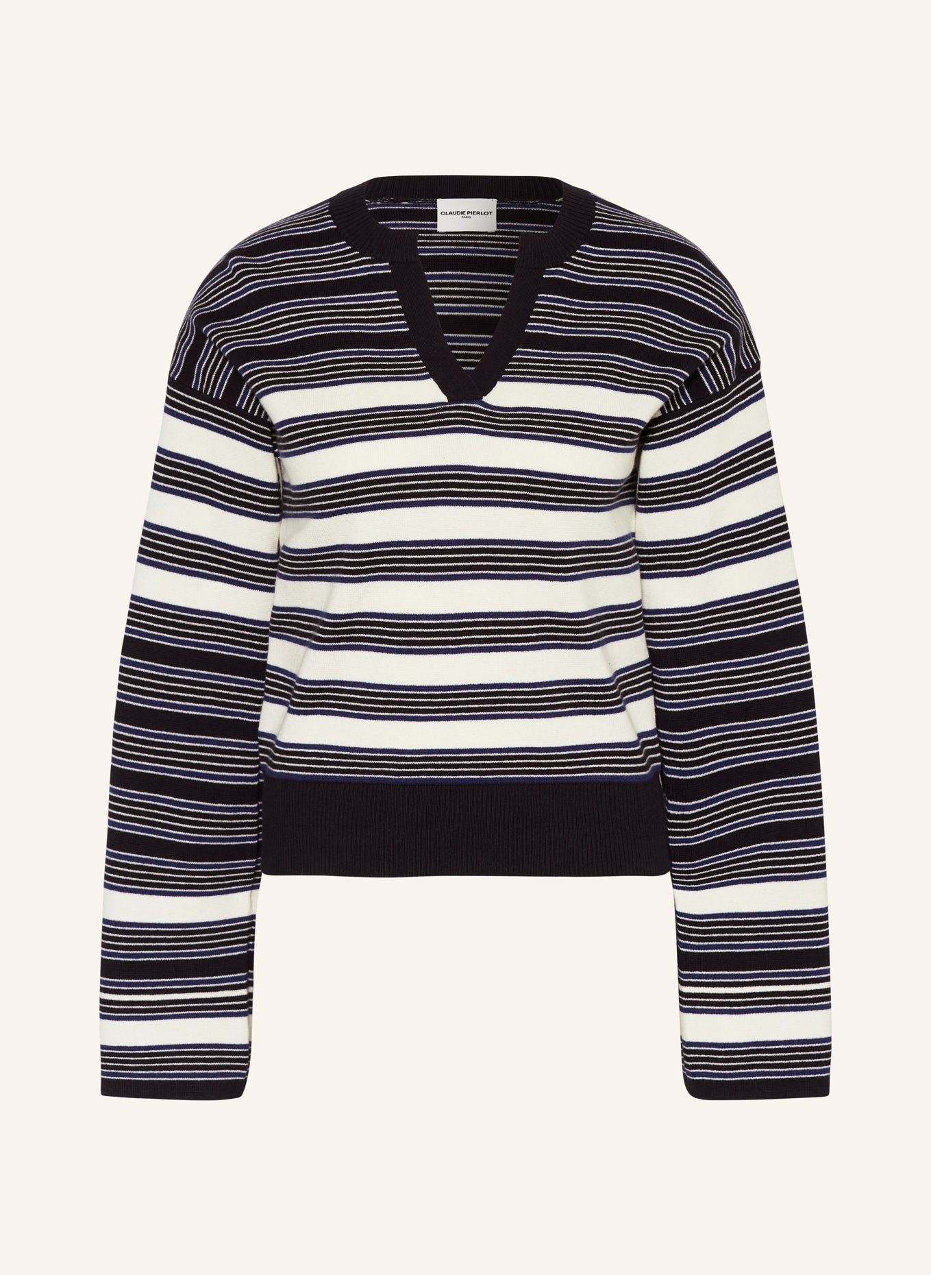 CLAUDIE PIERLOT Pullover, Farbe: DUNKELBLAU/ WEISS (Bild 1)