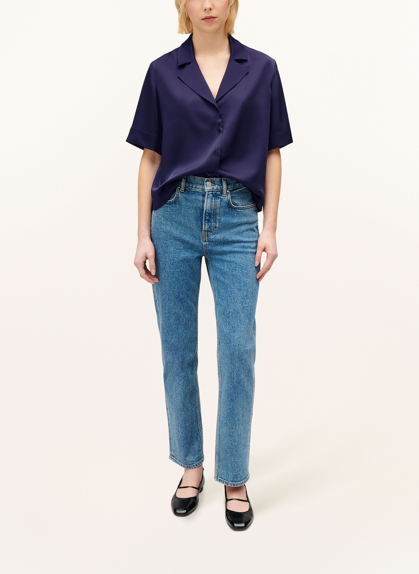 CLAUDIE PIERLOT Satinbluse, Farbe: DUNKELBLAU (Bild 2)