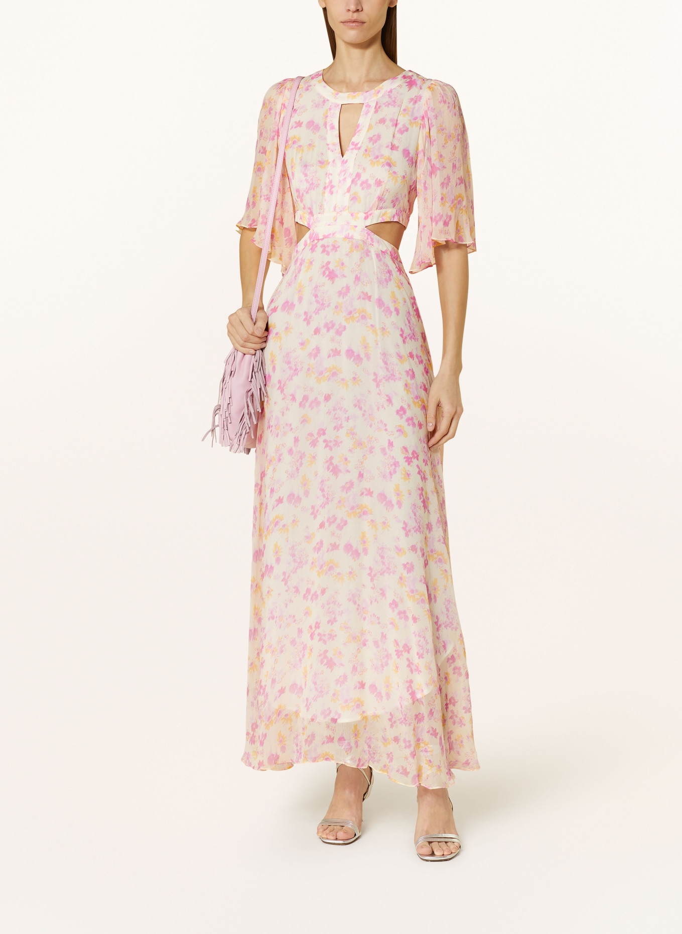 maje Kleid mit Cut-outs, Farbe: PINK/ GELB/ CREME (Bild 2)