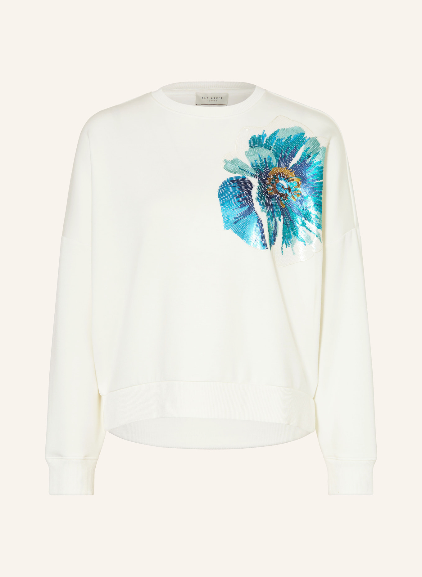 TED BAKER Oversized sweatshirt BAYLEYY with sequins, Color: WHITE (Image 1)