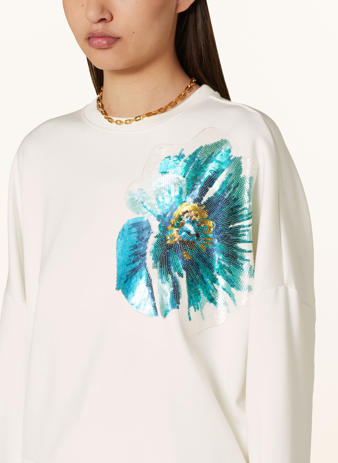 TED BAKER Oversized sweatshirt BAYLEYY with sequins, Color: WHITE (Image 4)