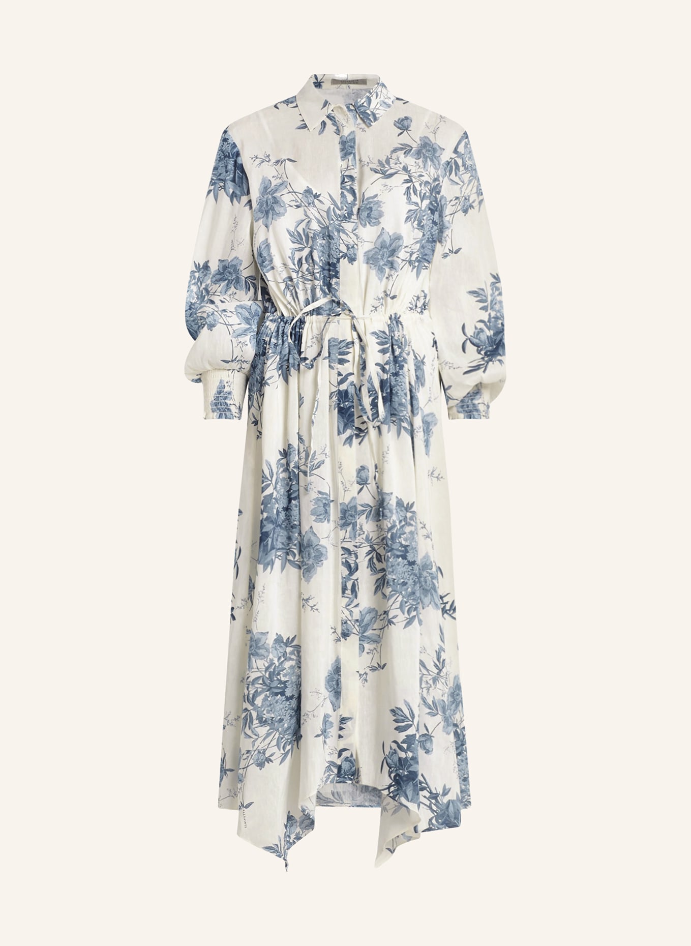ALLSAINTS Shirt dress SKYE DEKORAH made of linen, Color: WHITE/ BLUE/ LIGHT BLUE (Image 1)