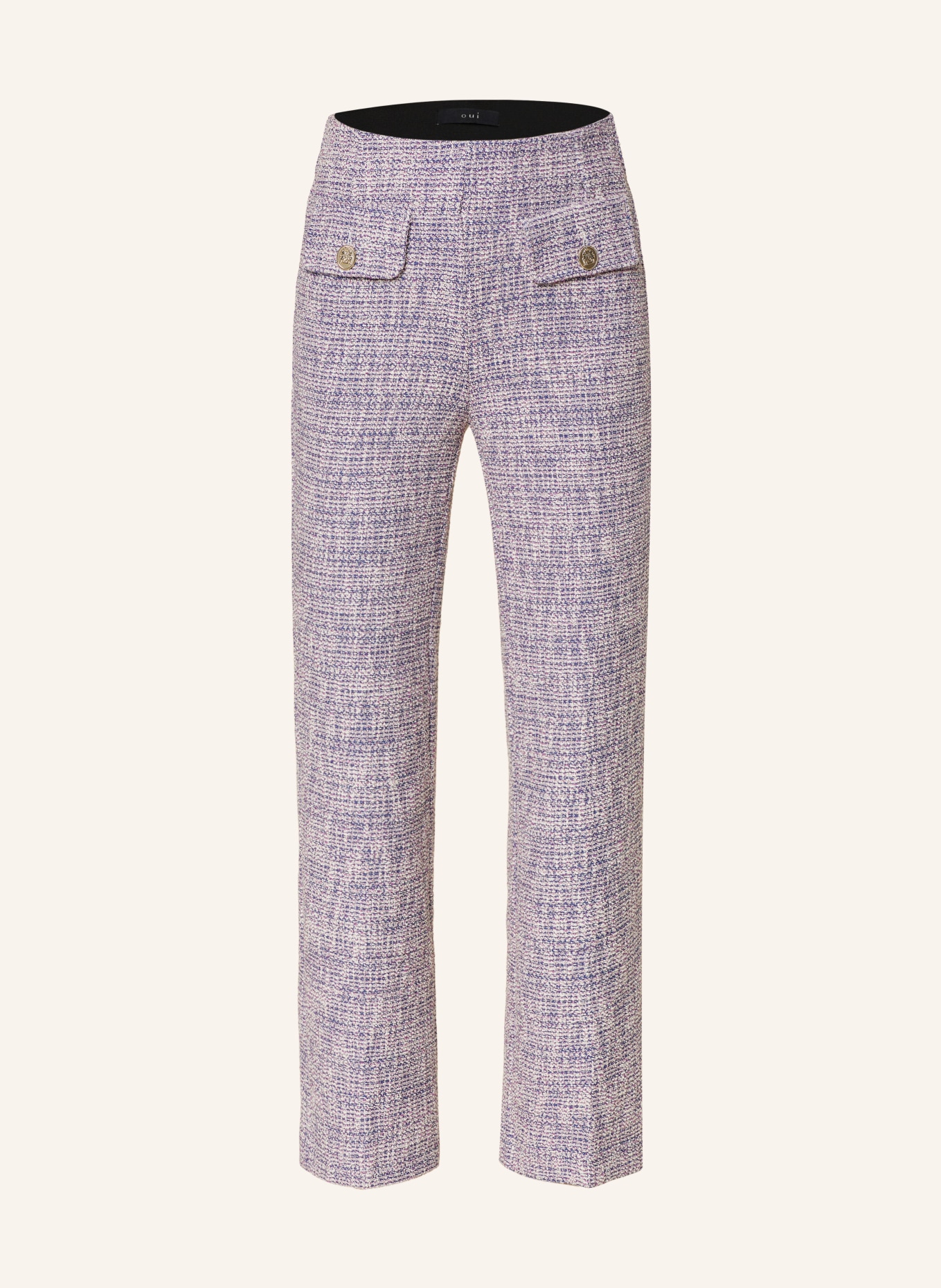 oui 7/8 pants in bouclé, Color: DARK BLUE/ PURPLE (Image 1)