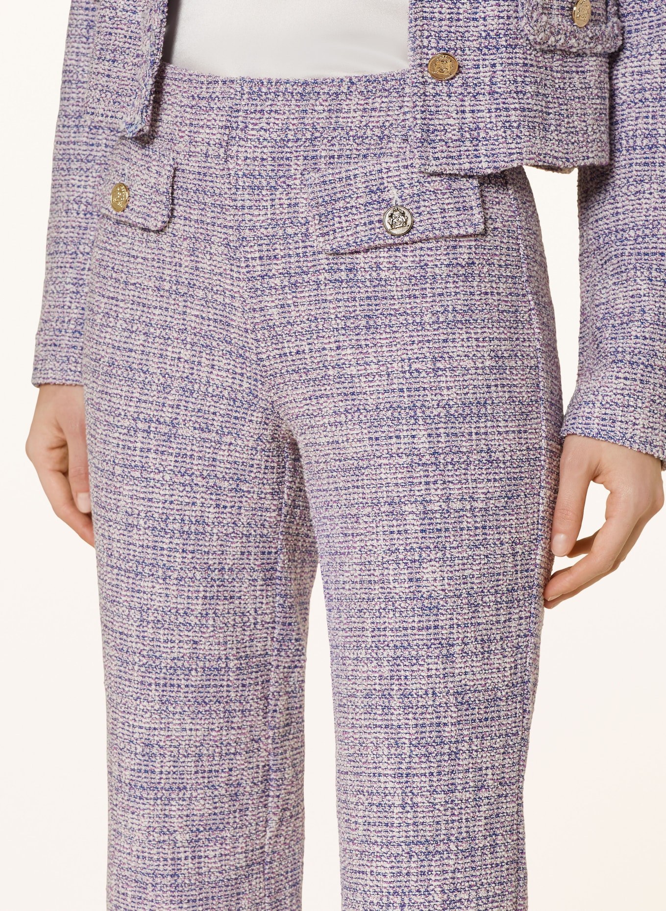 oui 7/8 pants in bouclé, Color: DARK BLUE/ PURPLE (Image 5)