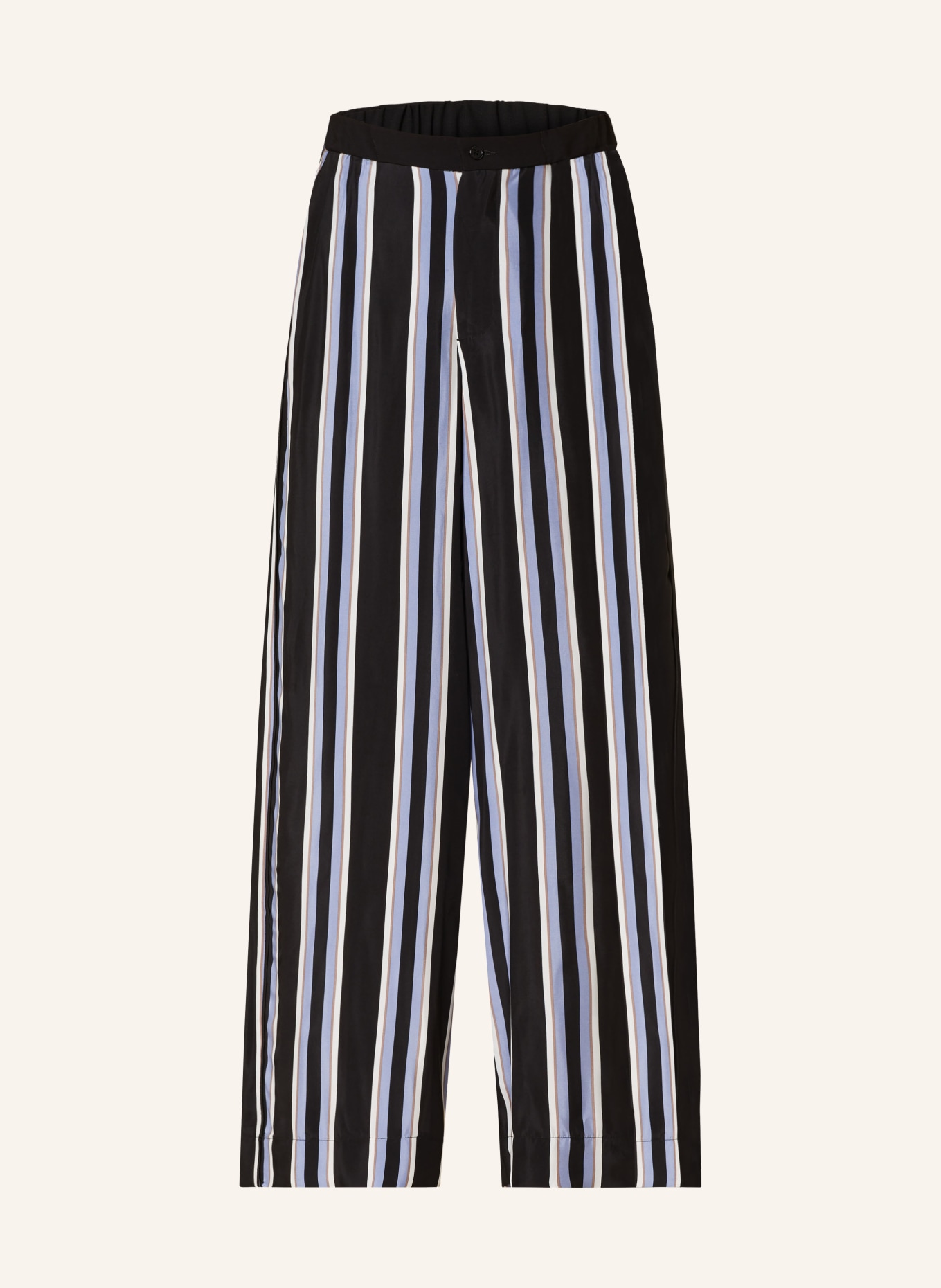 VANILIA Satin trousers, Color: BLACK/ LIGHT BLUE/ WHITE (Image 1)