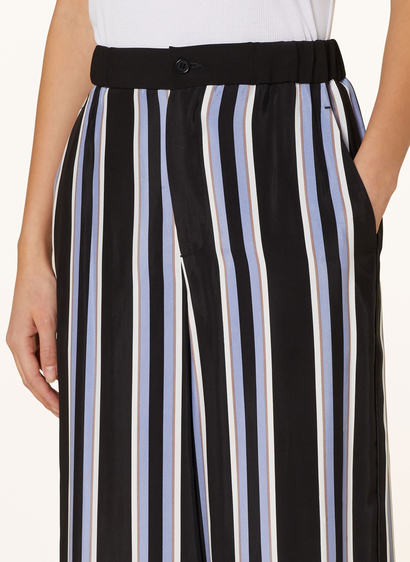 VANILIA Satin trousers, Color: BLACK/ LIGHT BLUE/ WHITE (Image 5)