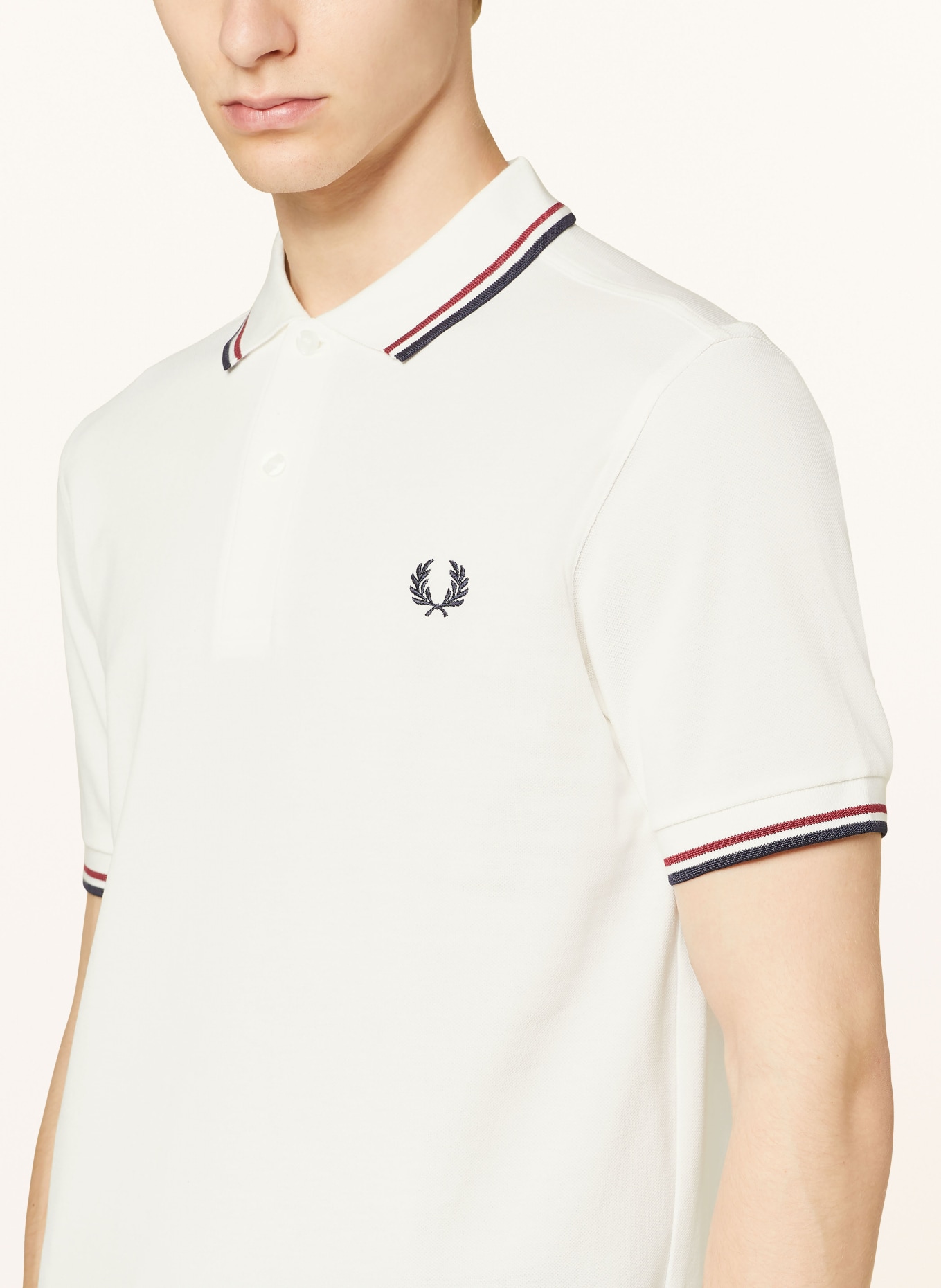 FRED PERRY Piqué polo shirt, Color: WHITE (Image 4)