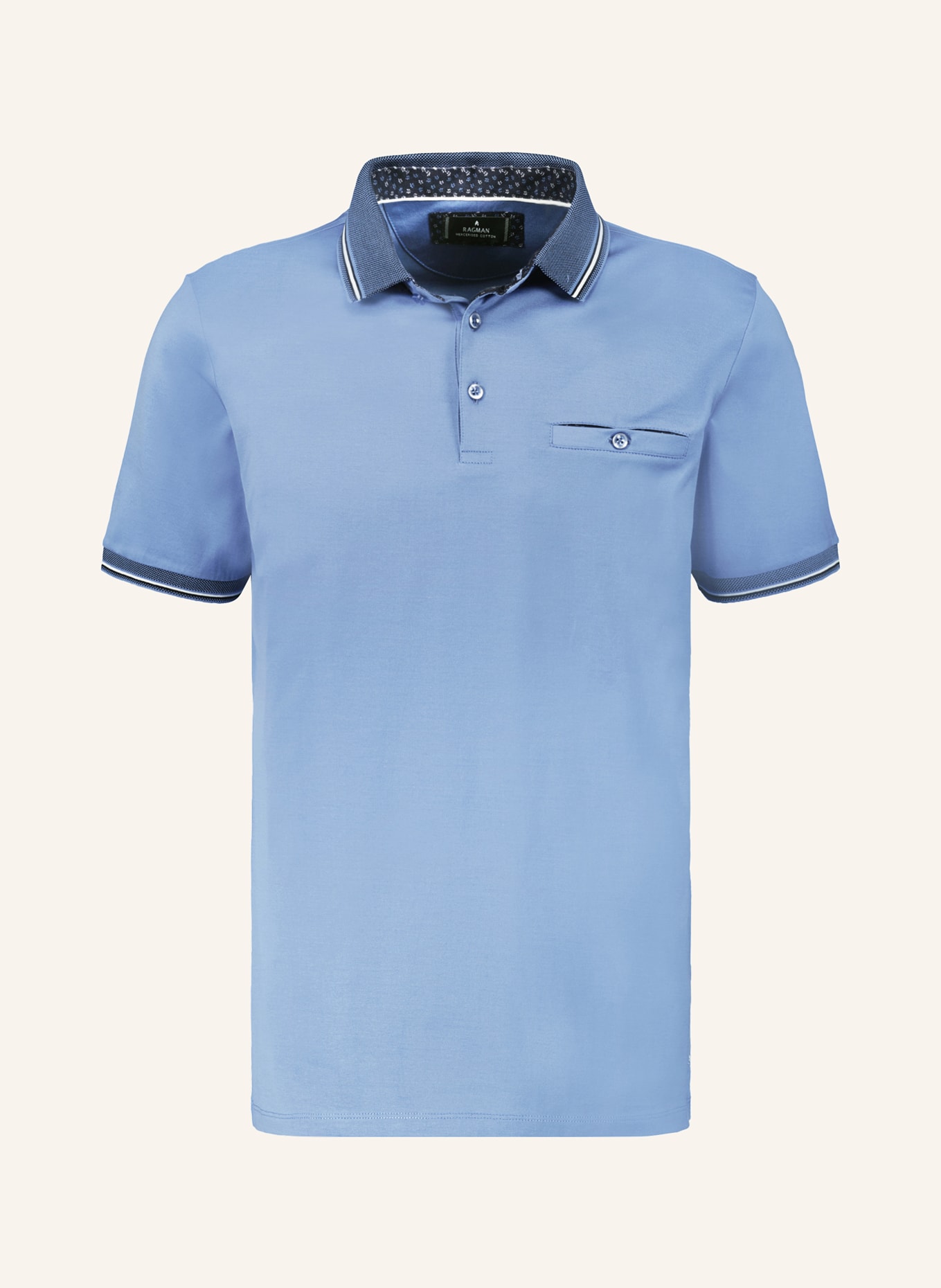 RAGMAN Jersey-Poloshirt, Farbe: BLAU (Bild 1)