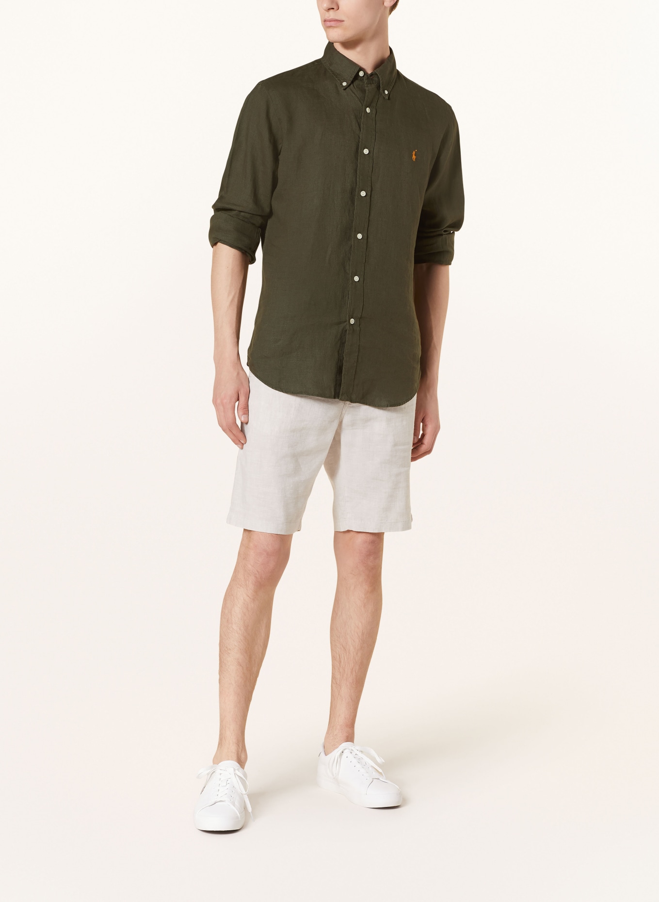 POLO RALPH LAUREN Linen shirt Custom Fit, Color: DARK GREEN (Image 2)