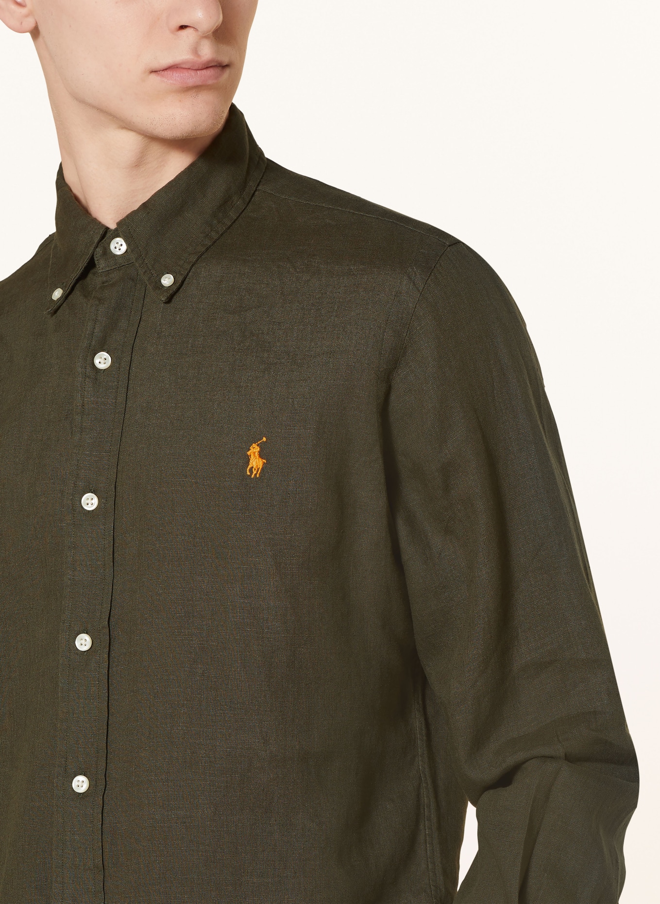 POLO RALPH LAUREN Linen shirt Custom Fit, Color: DARK GREEN (Image 4)