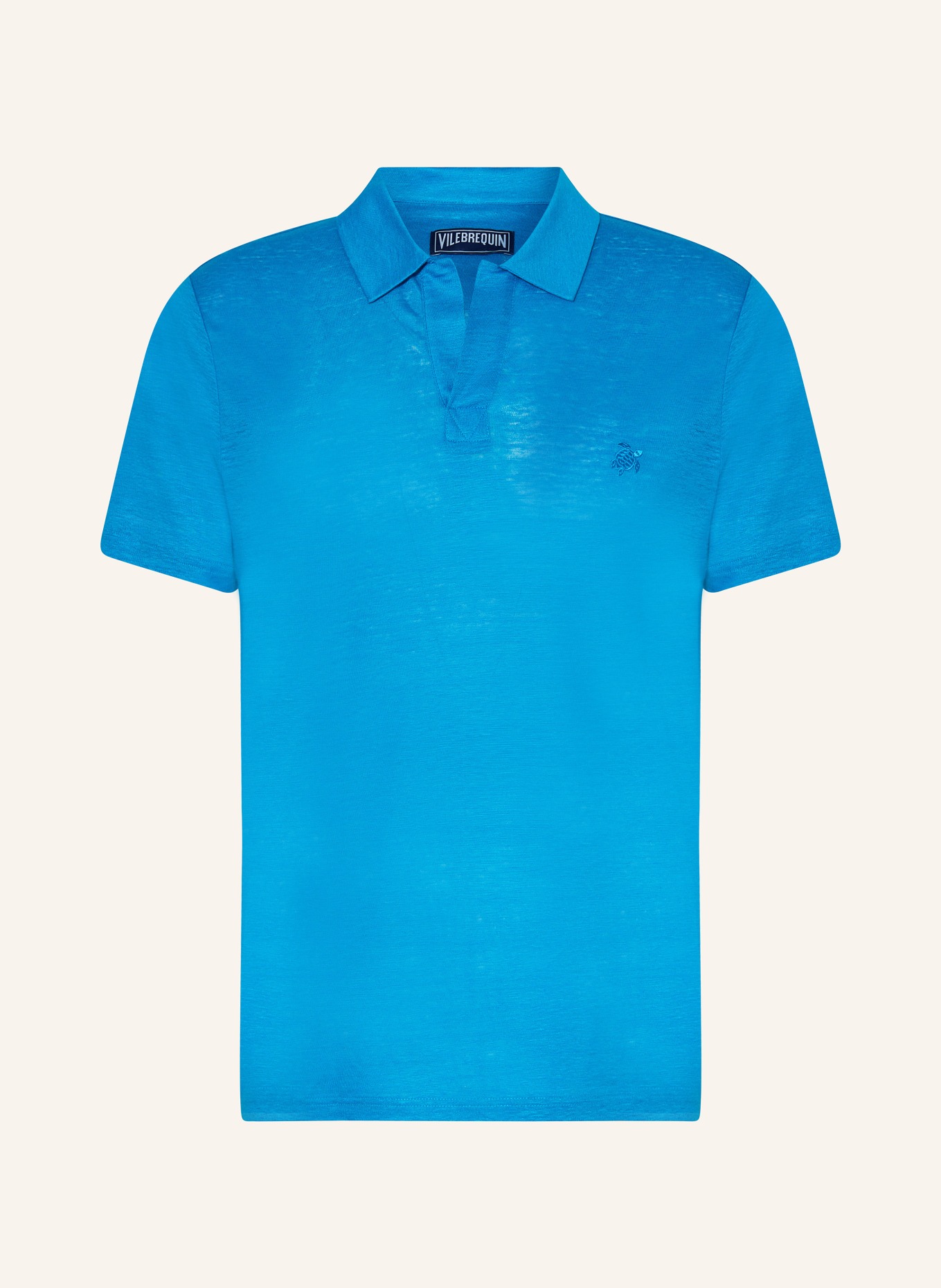 VILEBREQUIN Linen polo shirt PYRAMIDE, Color: TURQUOISE (Image 1)