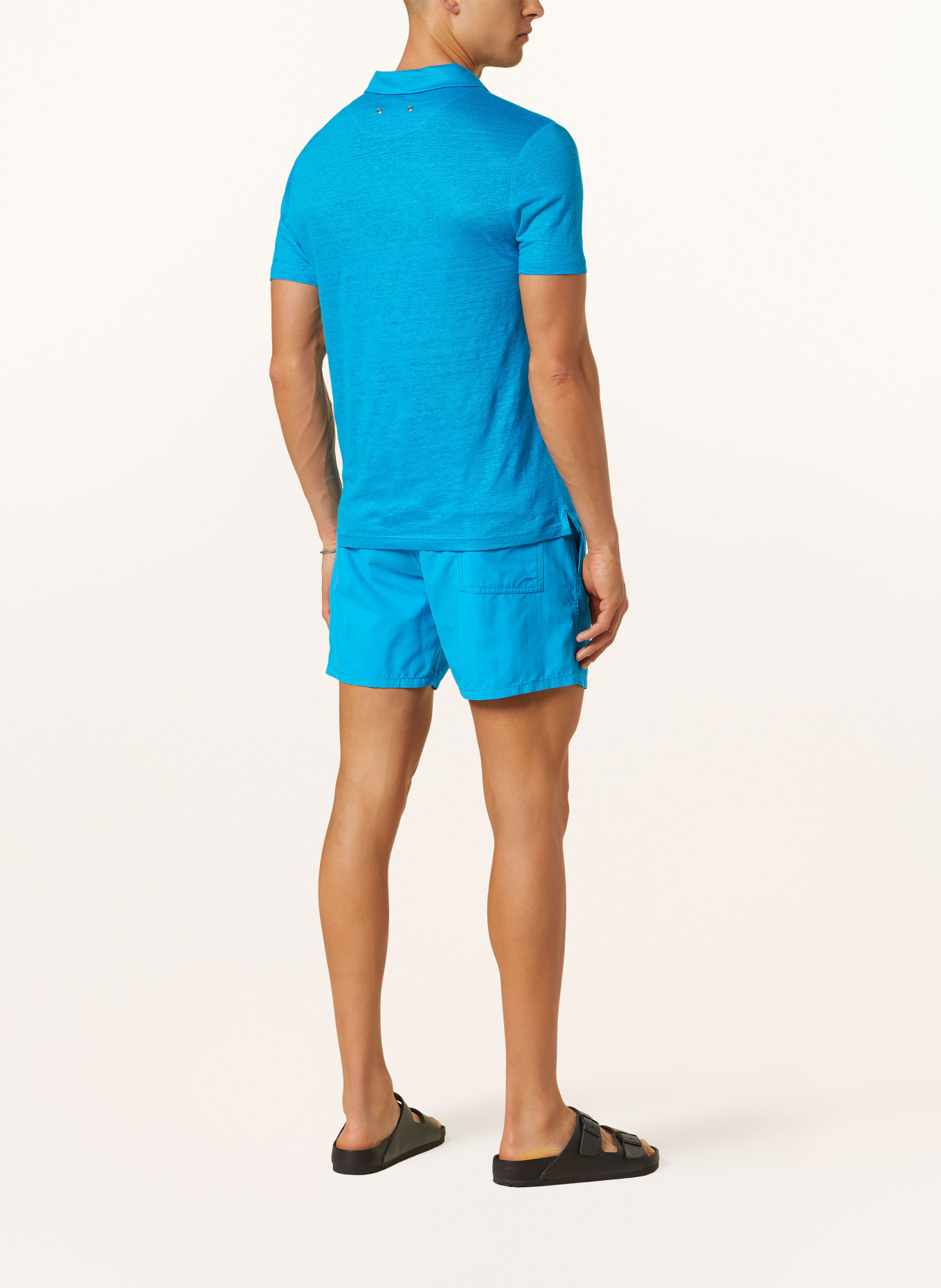 VILEBREQUIN Linen polo shirt PYRAMIDE, Color: TURQUOISE (Image 3)