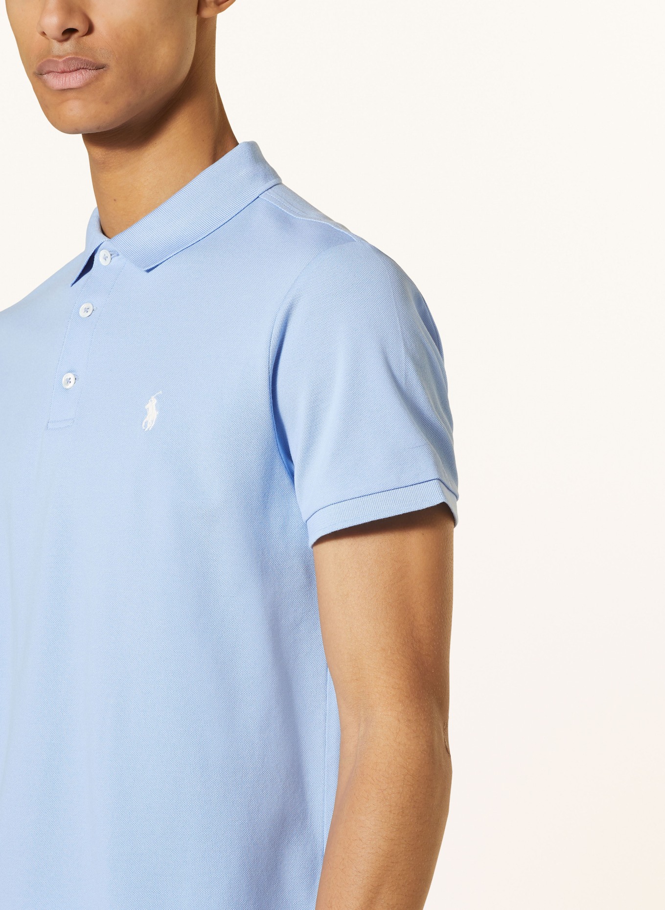 POLO RALPH LAUREN Piqué polo shirt custom slim fit, Color: LIGHT BLUE (Image 4)