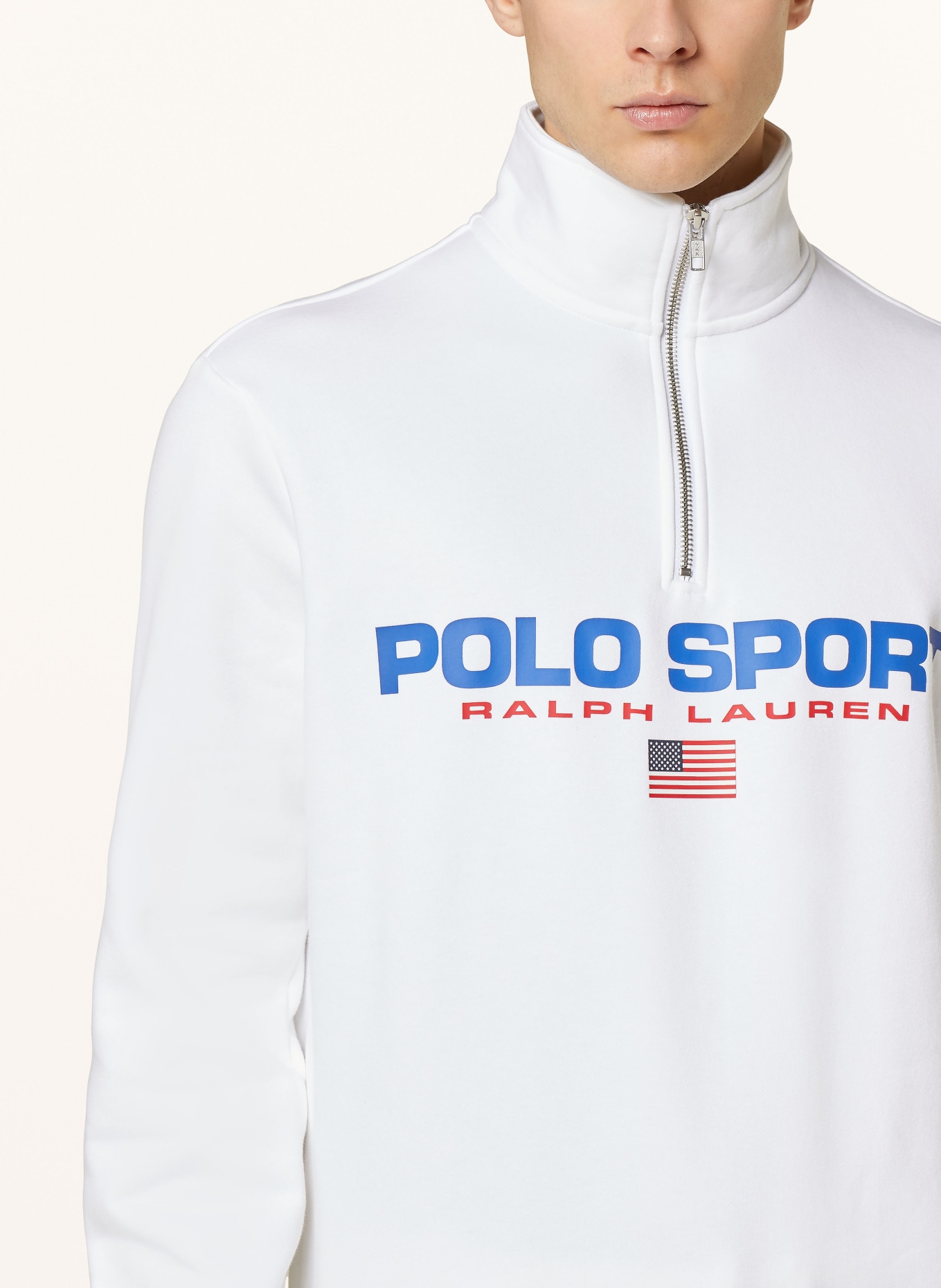POLO SPORT Sweatshirt fabric half-zip sweater, Color: WHITE/ BLUE/ RED (Image 5)