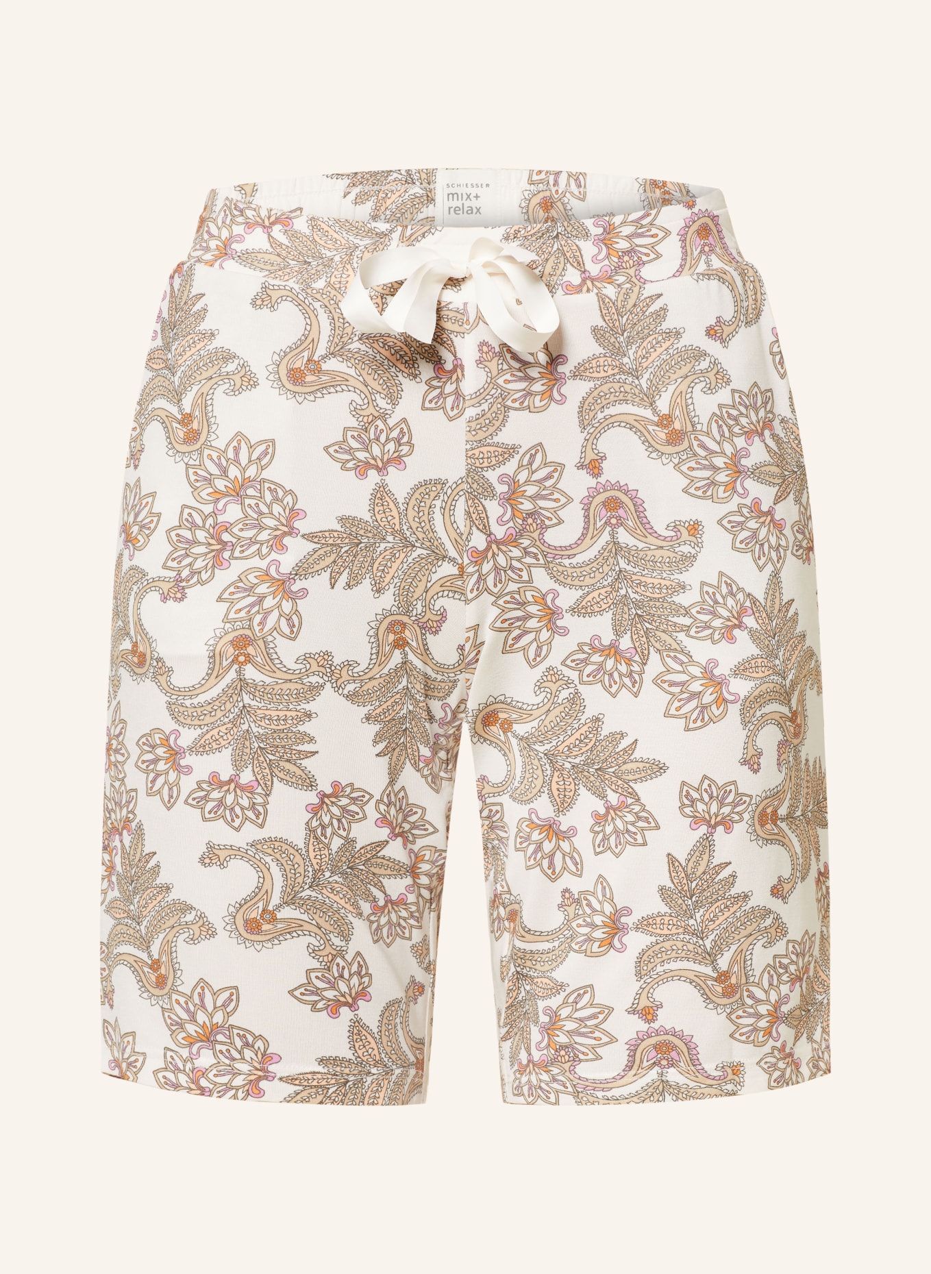 SCHIESSER Pajama shorts MIX+RELAX, Color: ECRU/ PURPLE/ BEIGE (Image 1)