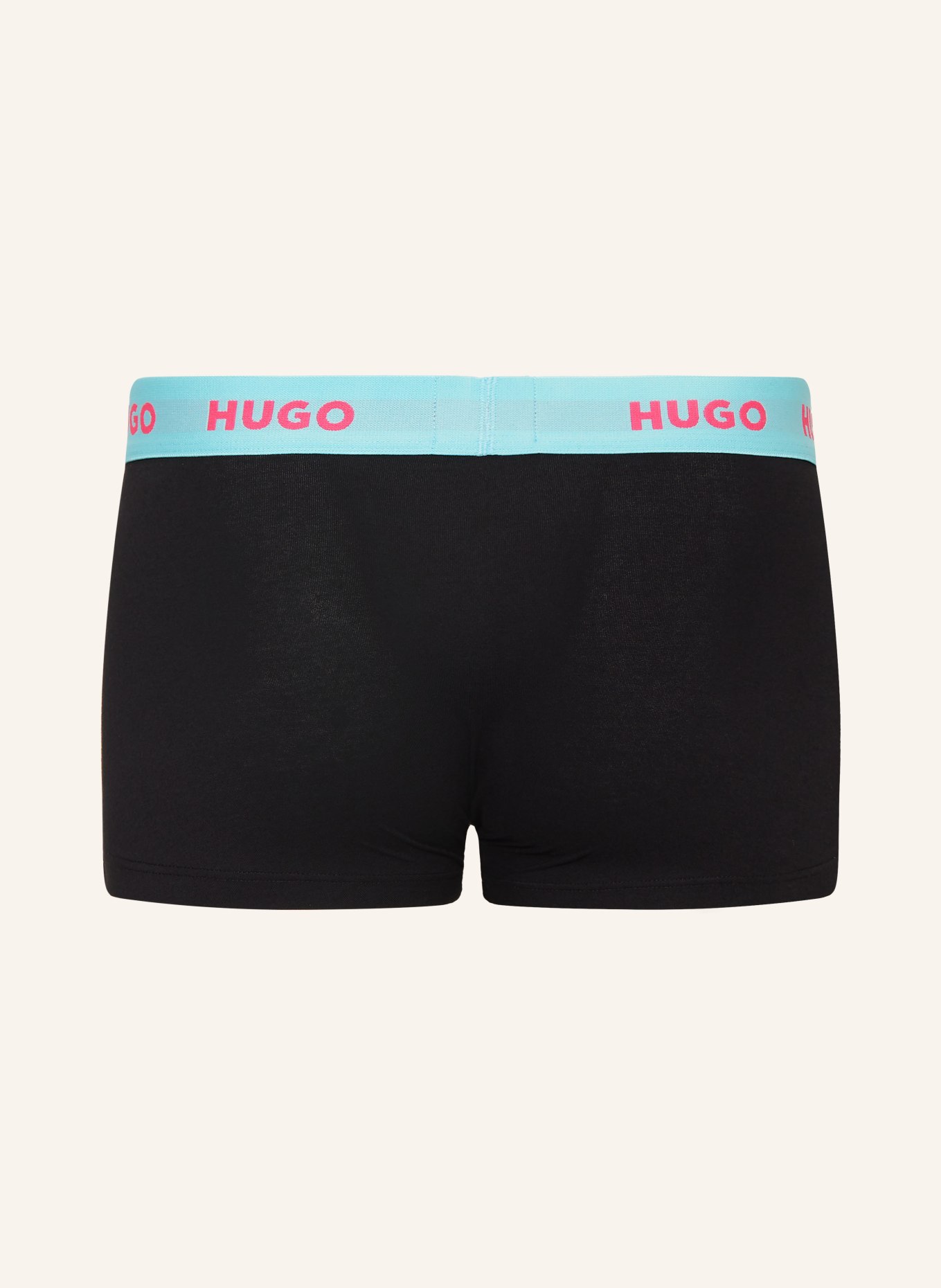 HUGO 3er-Pack Boxershorts, Farbe: SCHWARZ/ PINK/ HELLBLAU (Bild 2)