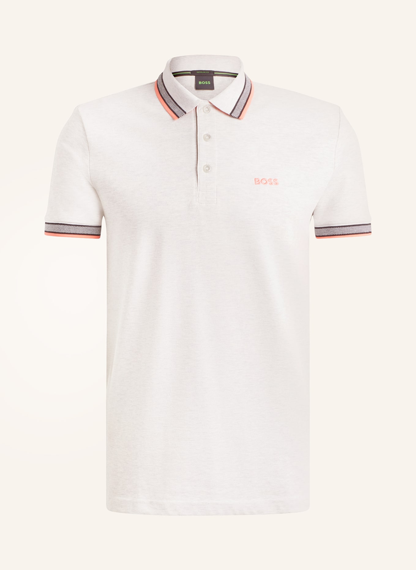 BOSS Piqué-Poloshirt PADDY CURVED Regular Fit, Farbe: ECRU/ HELLGRAU (Bild 1)