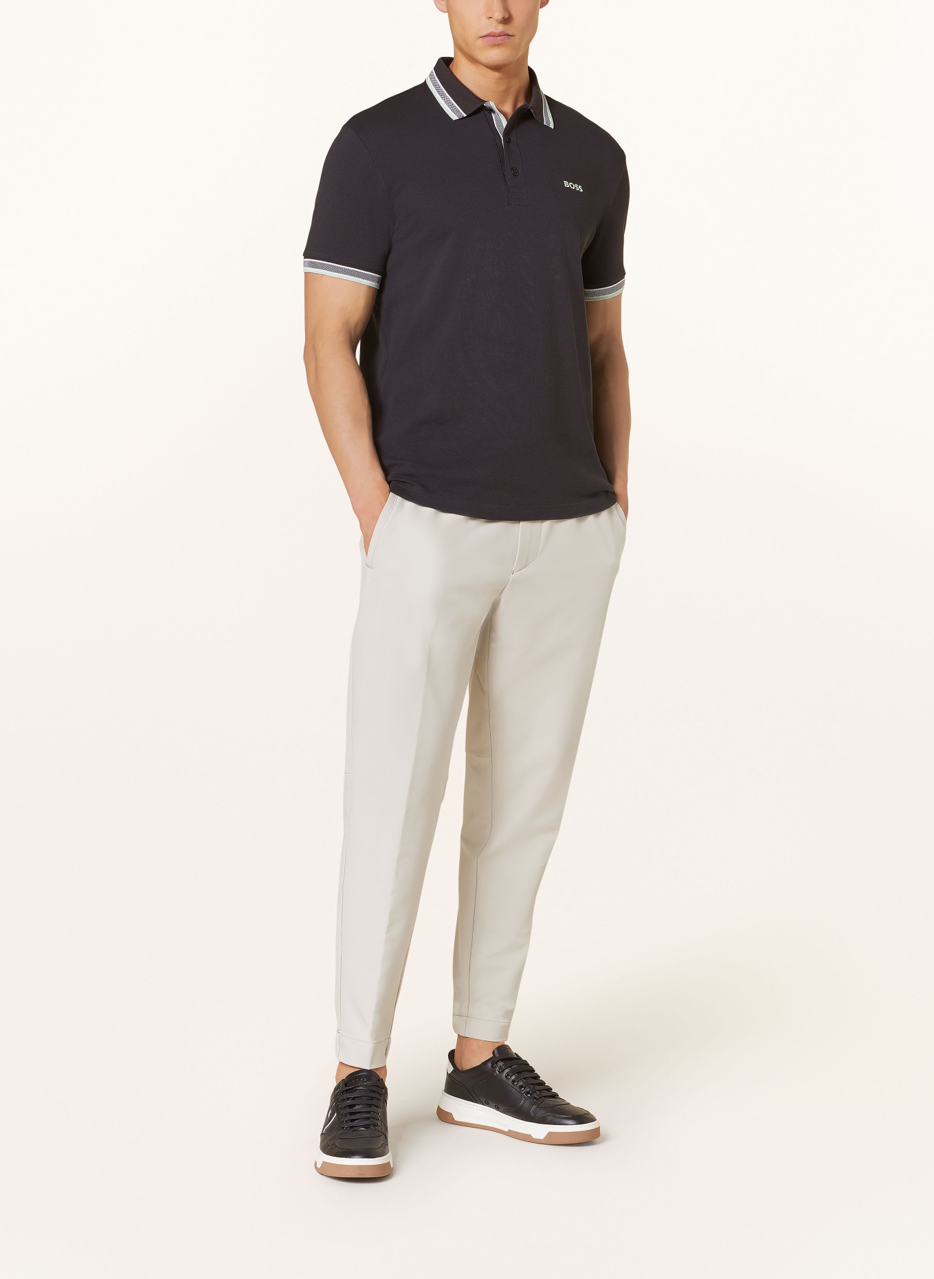 BOSS Piqué-Poloshirt PADDY CURVED Regular Fit, Farbe: DUNKELGRAU (Bild 2)