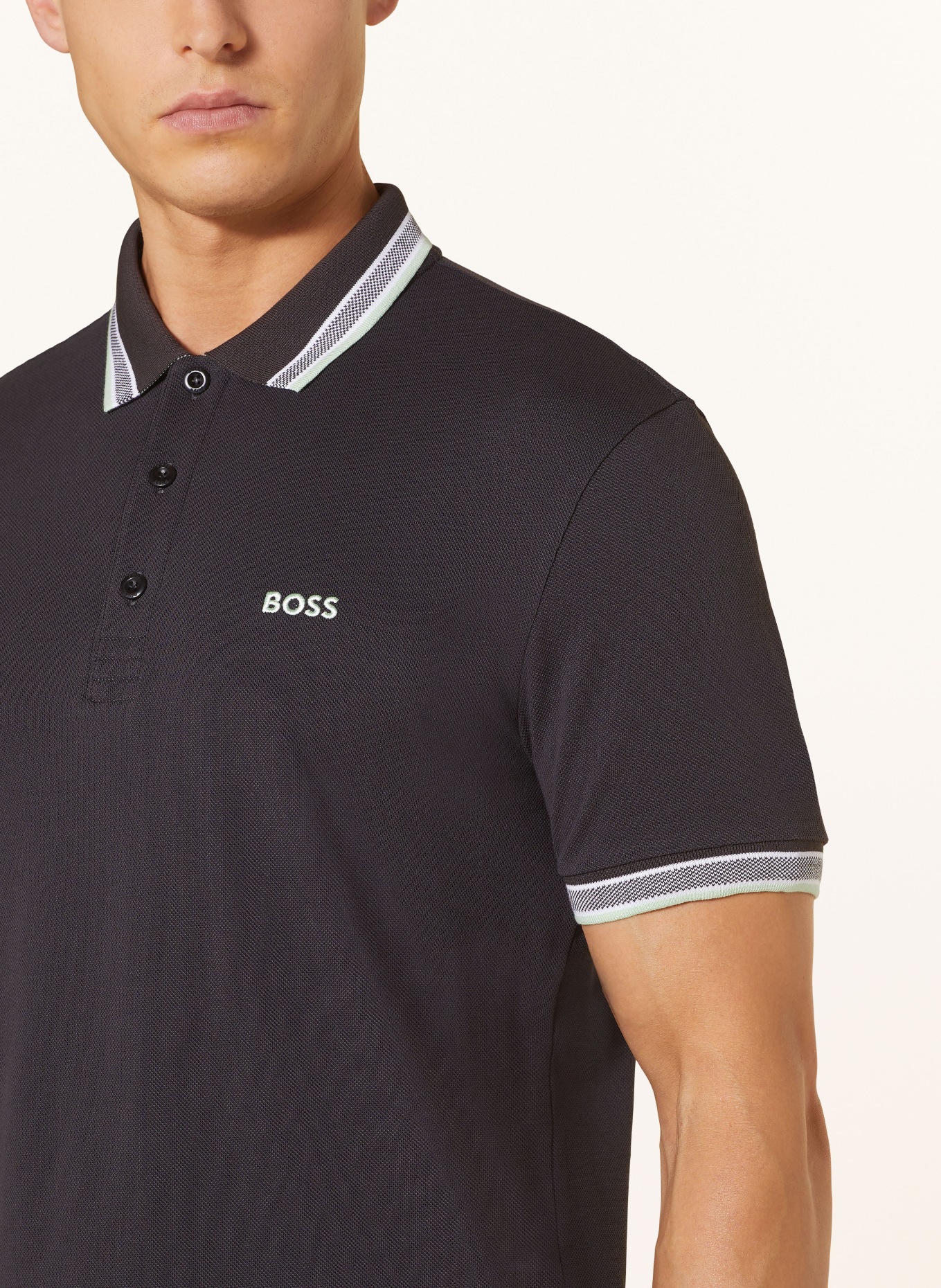 BOSS Piqué-Poloshirt PADDY CURVED Regular Fit, Farbe: DUNKELGRAU (Bild 4)
