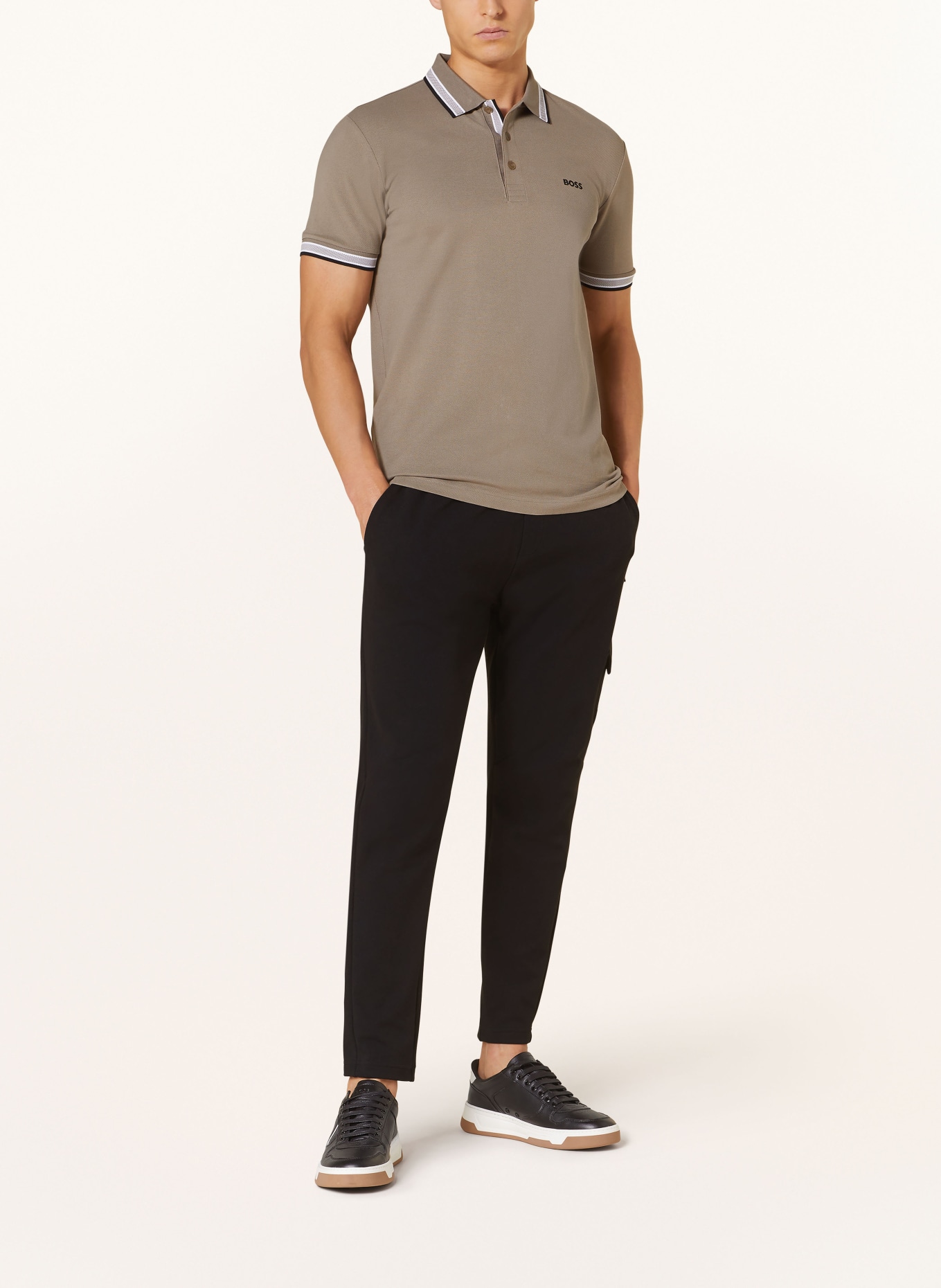 BOSS Piqué-Poloshirt PADDY CURVED Regular Fit, Farbe: KHAKI (Bild 2)