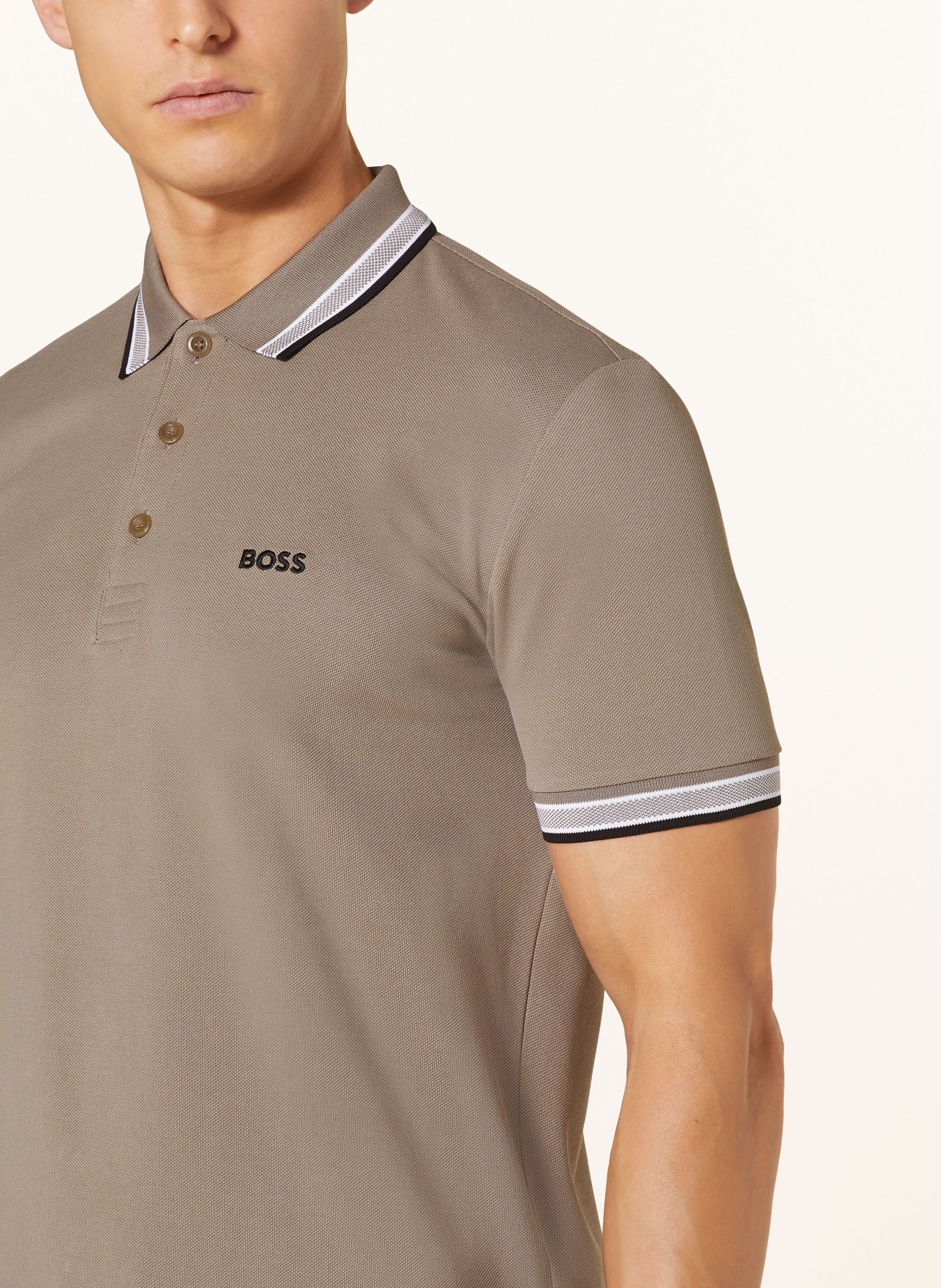 BOSS Piqué-Poloshirt PADDY CURVED Regular Fit, Farbe: KHAKI (Bild 4)