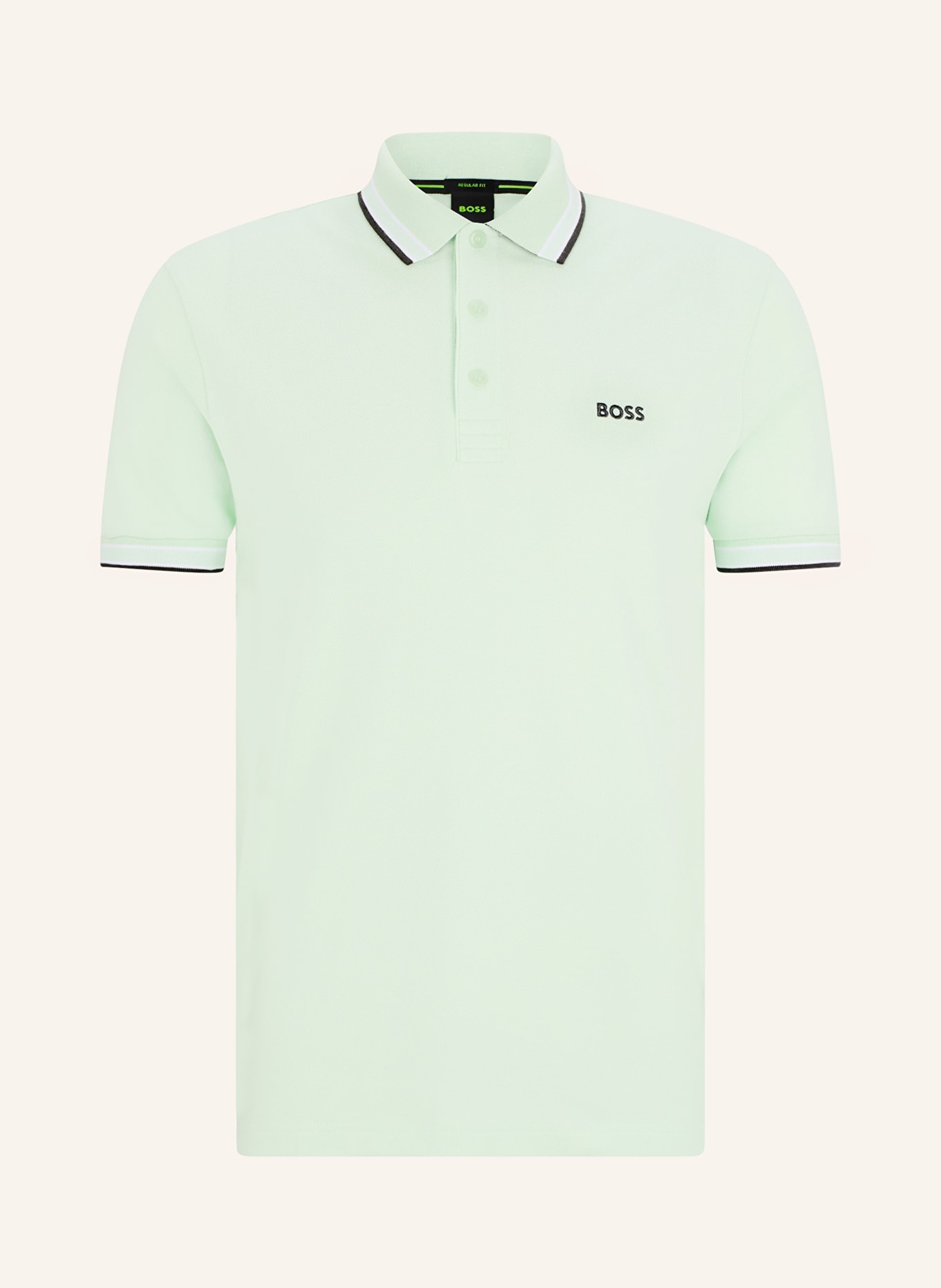 BOSS Piqué-Poloshirt PADDY CURVED Regular Fit, Farbe: HELLGRÜN (Bild 1)
