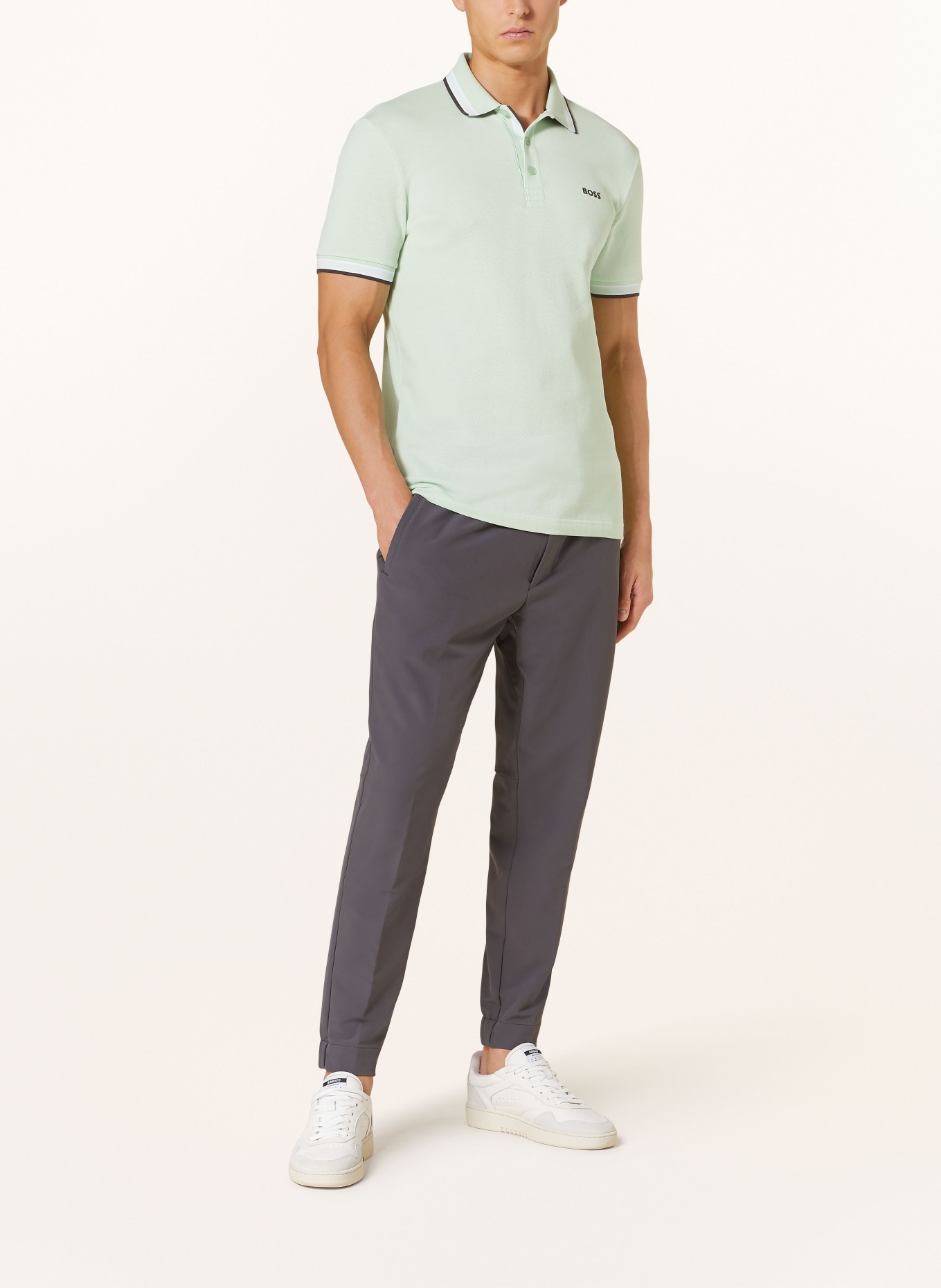 BOSS Piqué-Poloshirt PADDY CURVED Regular Fit, Farbe: HELLGRÜN (Bild 2)