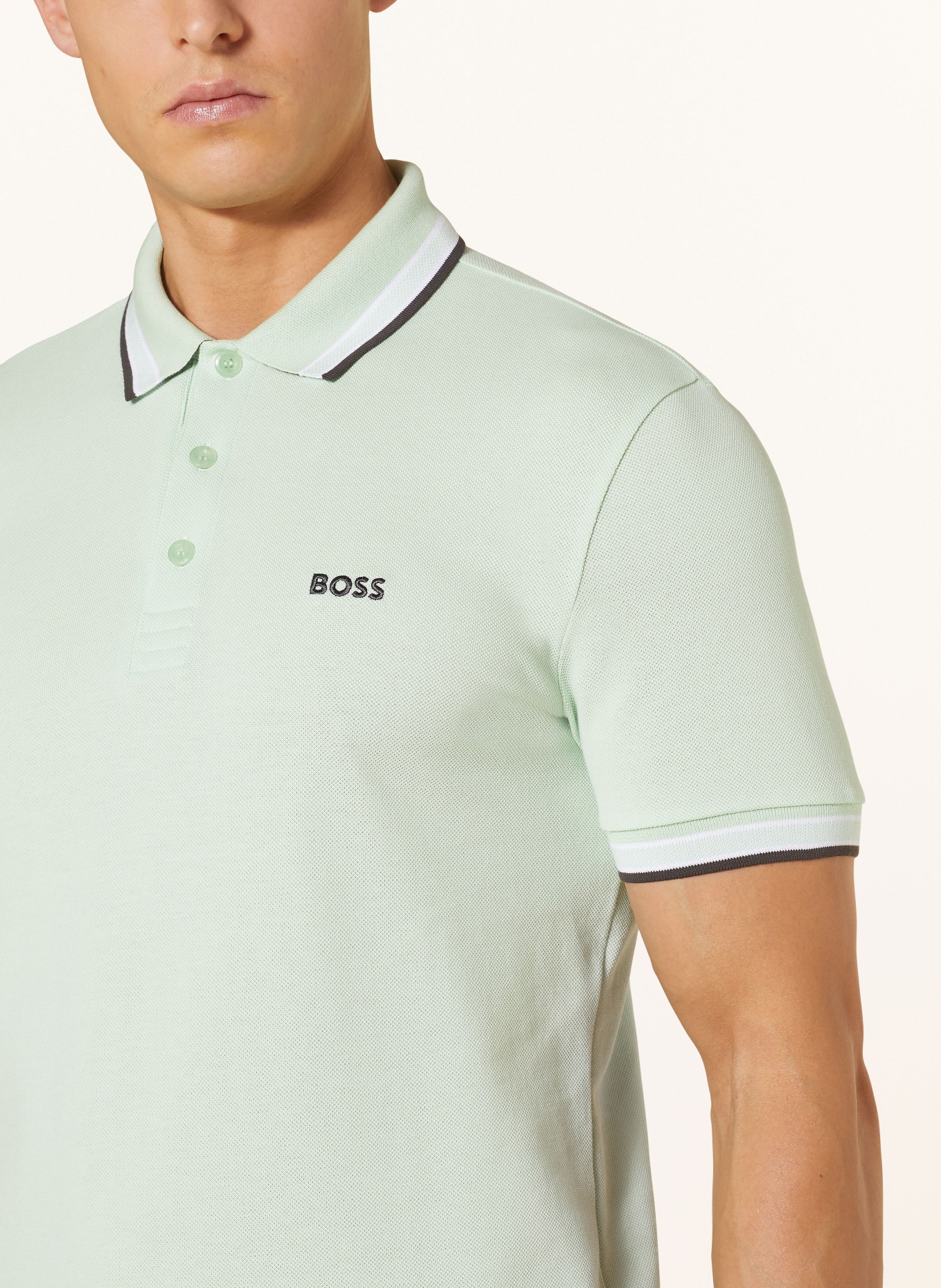 BOSS Piqué-Poloshirt PADDY CURVED Regular Fit, Farbe: HELLGRÜN (Bild 4)