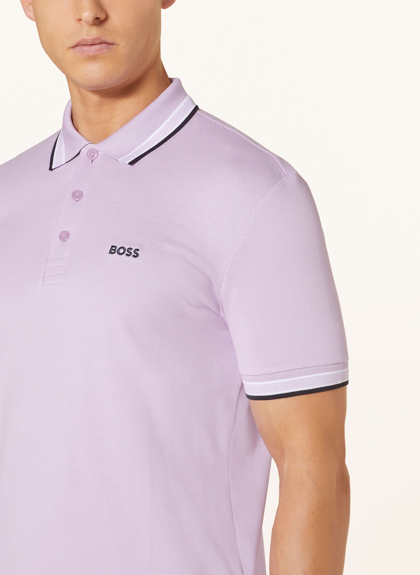 BOSS Piqué-Poloshirt PADDY CURVED Regular Fit, Farbe: HELLLILA (Bild 4)