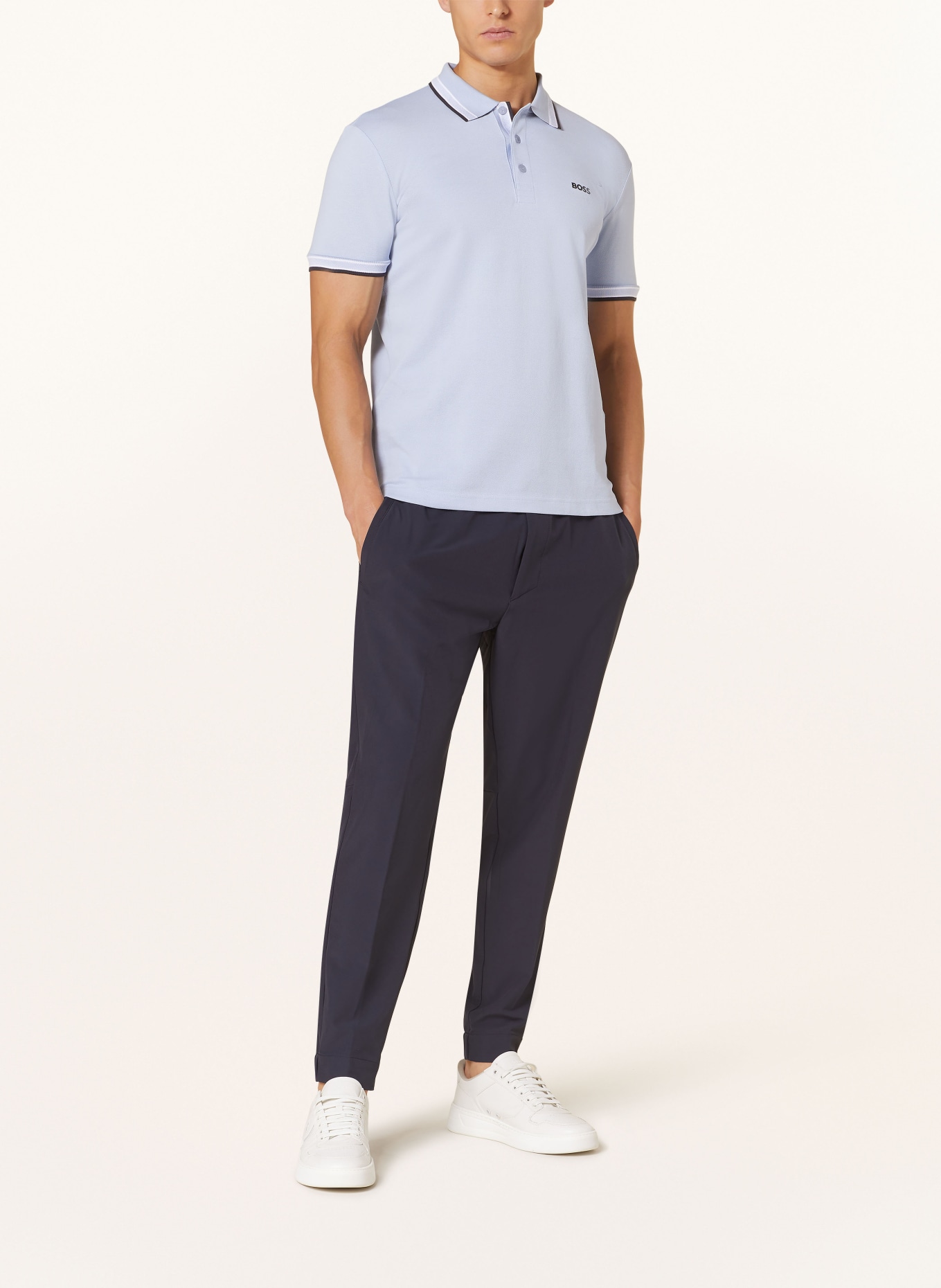 BOSS Piqué polo shirt PADDY CURVED regular fit, Color: LIGHT BLUE (Image 2)