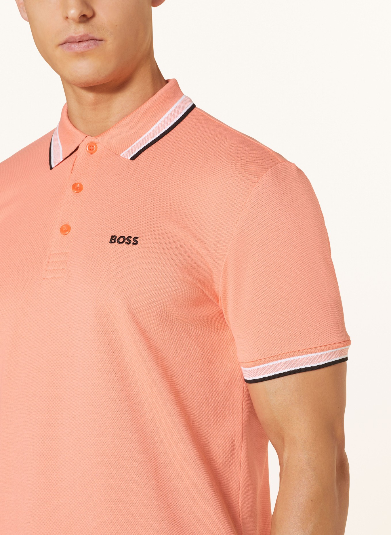 BOSS Piqué-Poloshirt PADDY CURVED Regular Fit, Farbe: HELLORANGE (Bild 4)