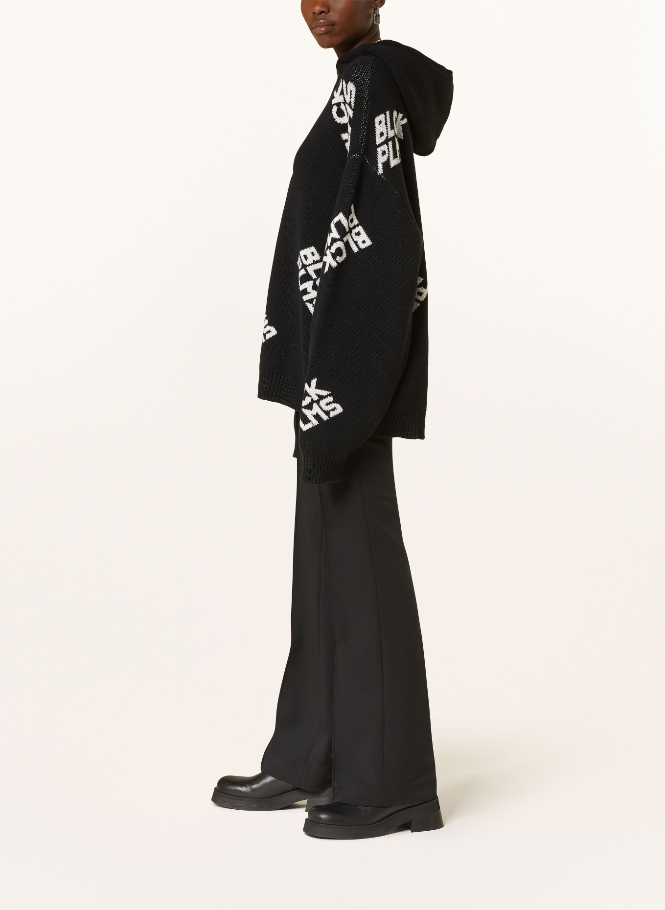 black palms Knit hoodie KAHLA , Color: BLACK/ WHITE (Image 4)
