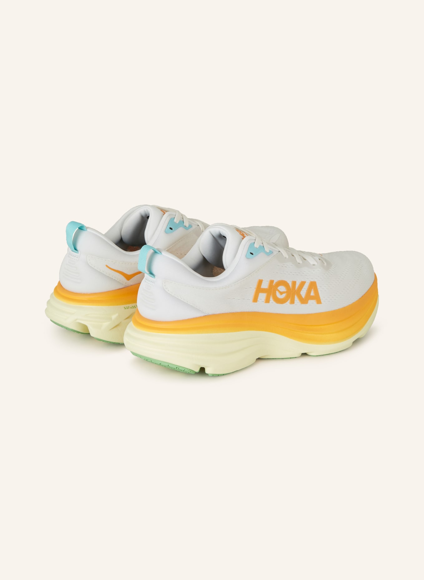 HOKA Running shoes BONDI 8, Color: WHITE/ NEON ORANGE/ YELLOW (Image 2)