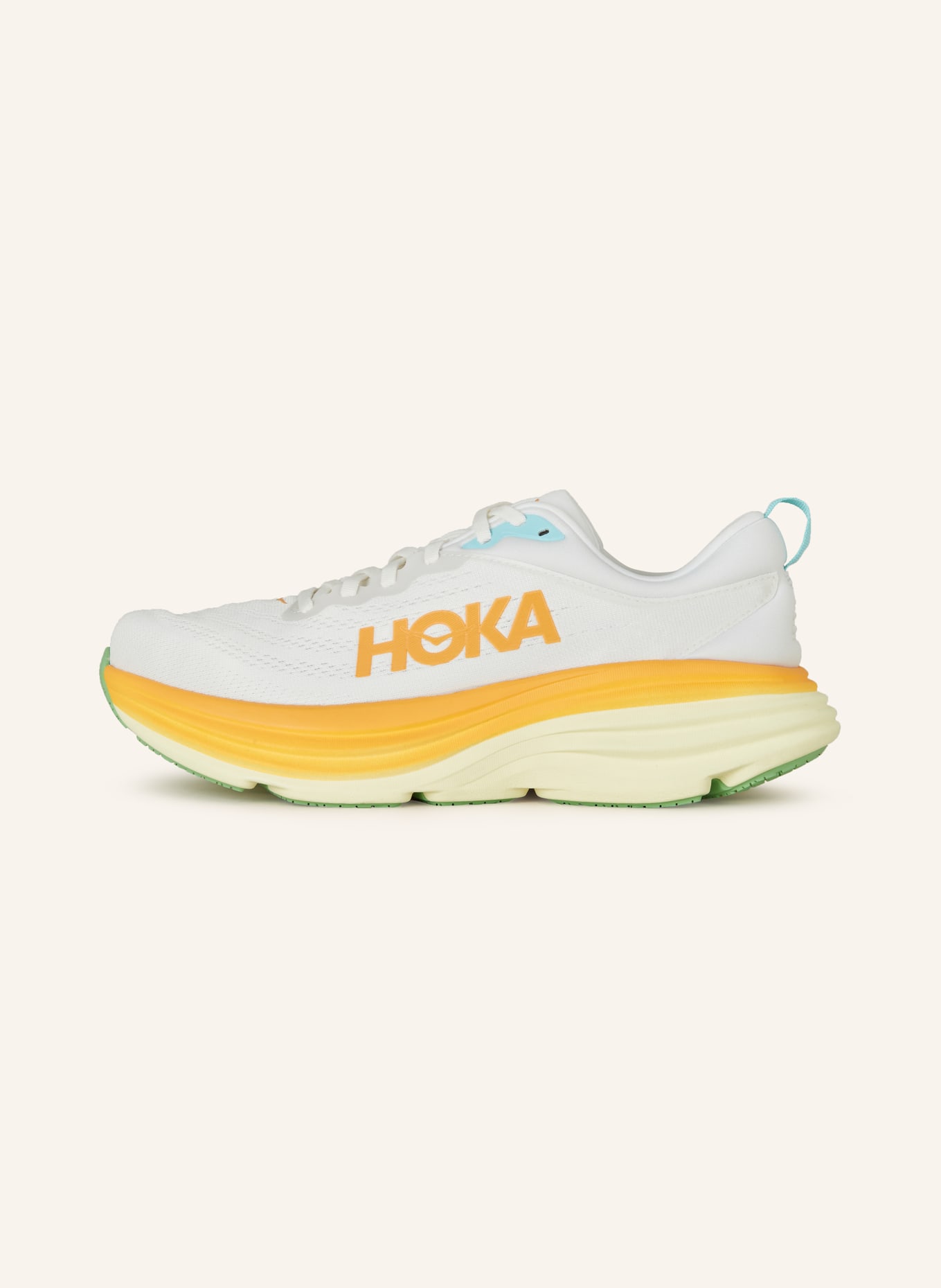 HOKA Running shoes BONDI 8, Color: WHITE/ NEON ORANGE/ YELLOW (Image 4)
