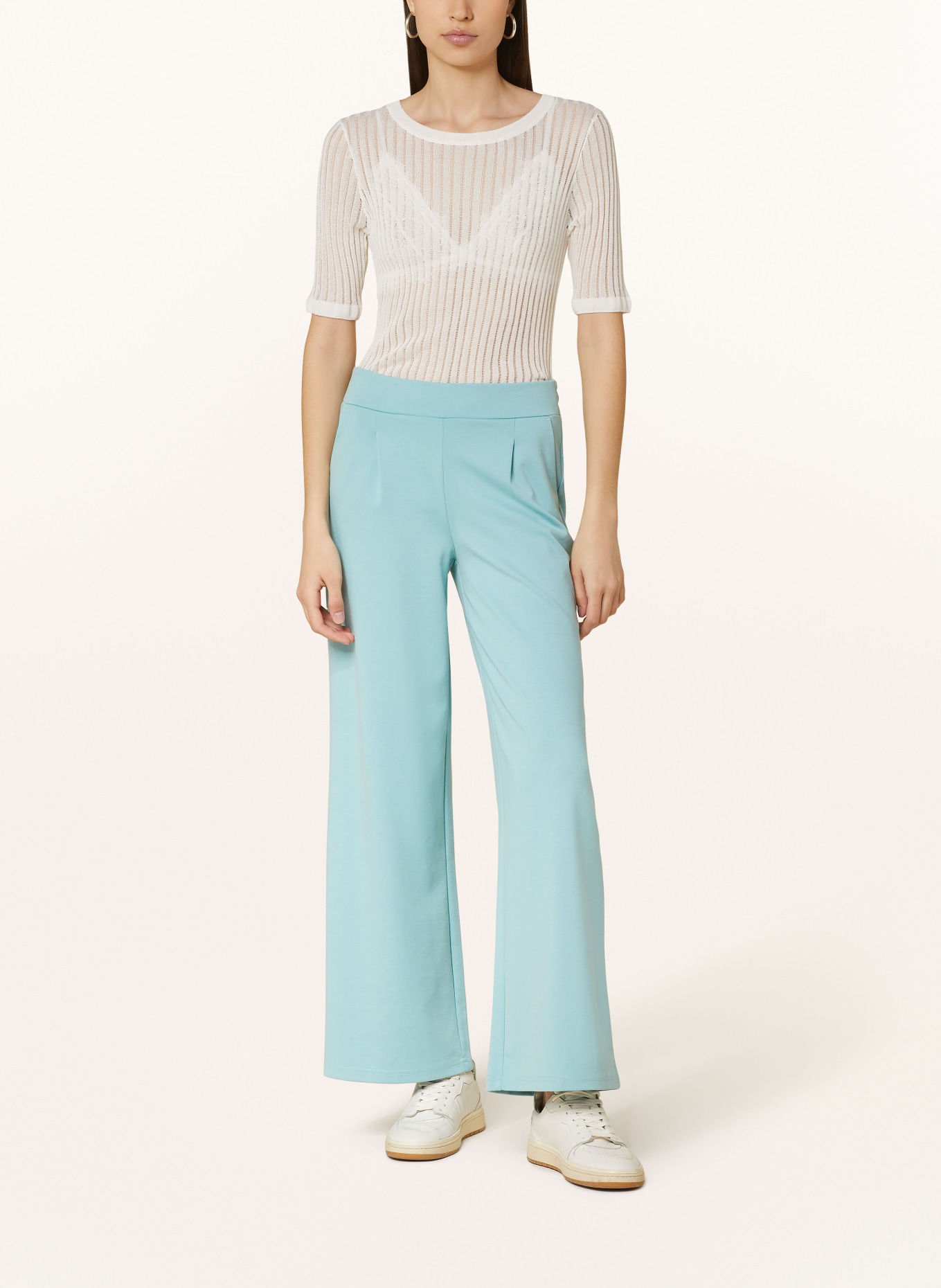 ICHI Wide leg trousers IHKATE in jersey, Color: TURQUOISE (Image 2)