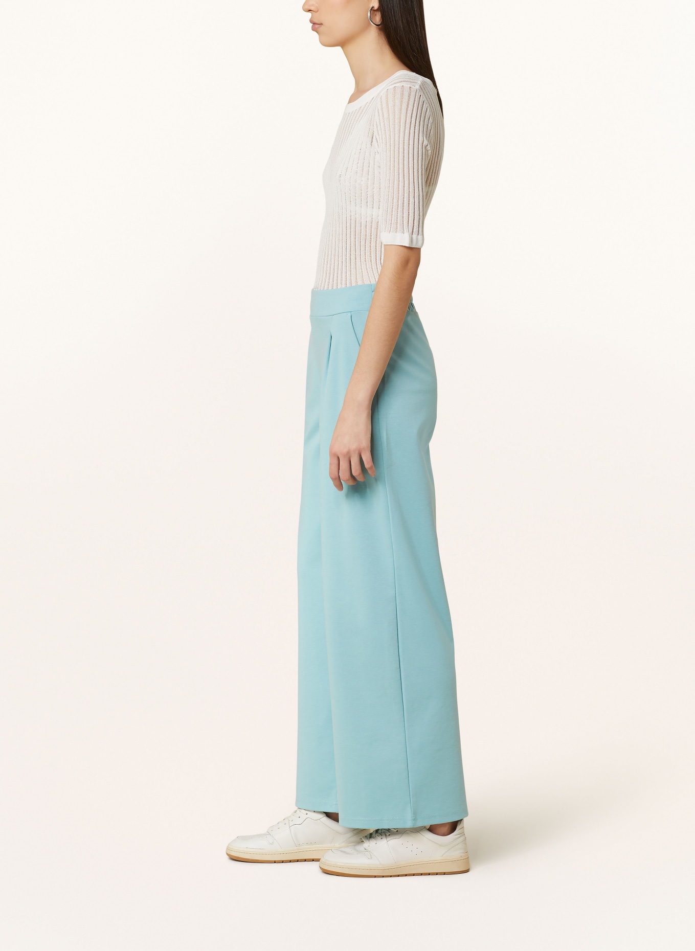 ICHI Wide leg trousers IHKATE in jersey, Color: TURQUOISE (Image 4)