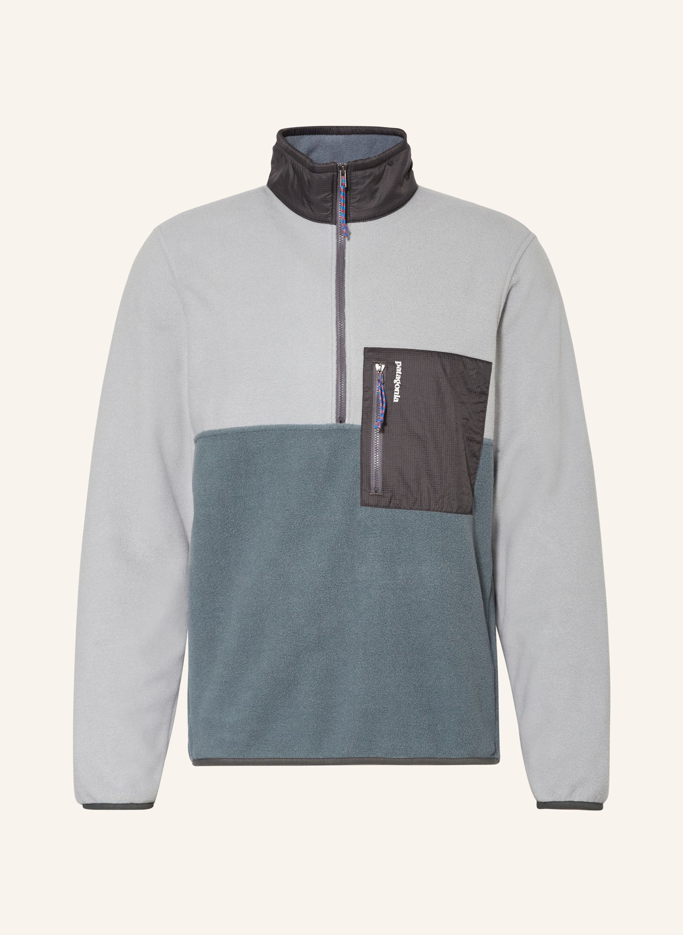 patagonia Fleece half-zip sweater, Color: TEAL/ LIGHT GRAY/ DARK GRAY (Image 1)