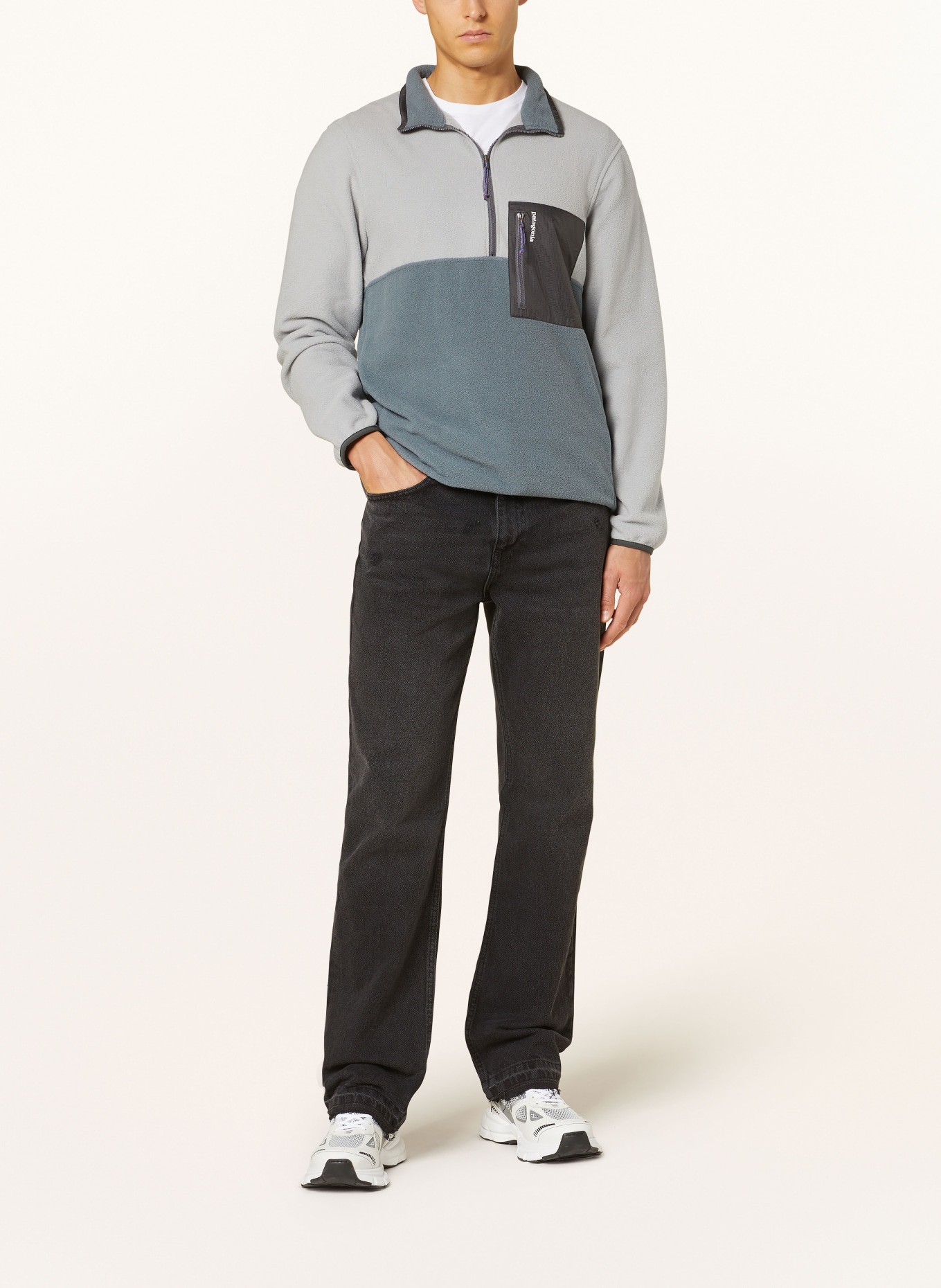 patagonia Fleece half-zip sweater, Color: TEAL/ LIGHT GRAY/ DARK GRAY (Image 2)