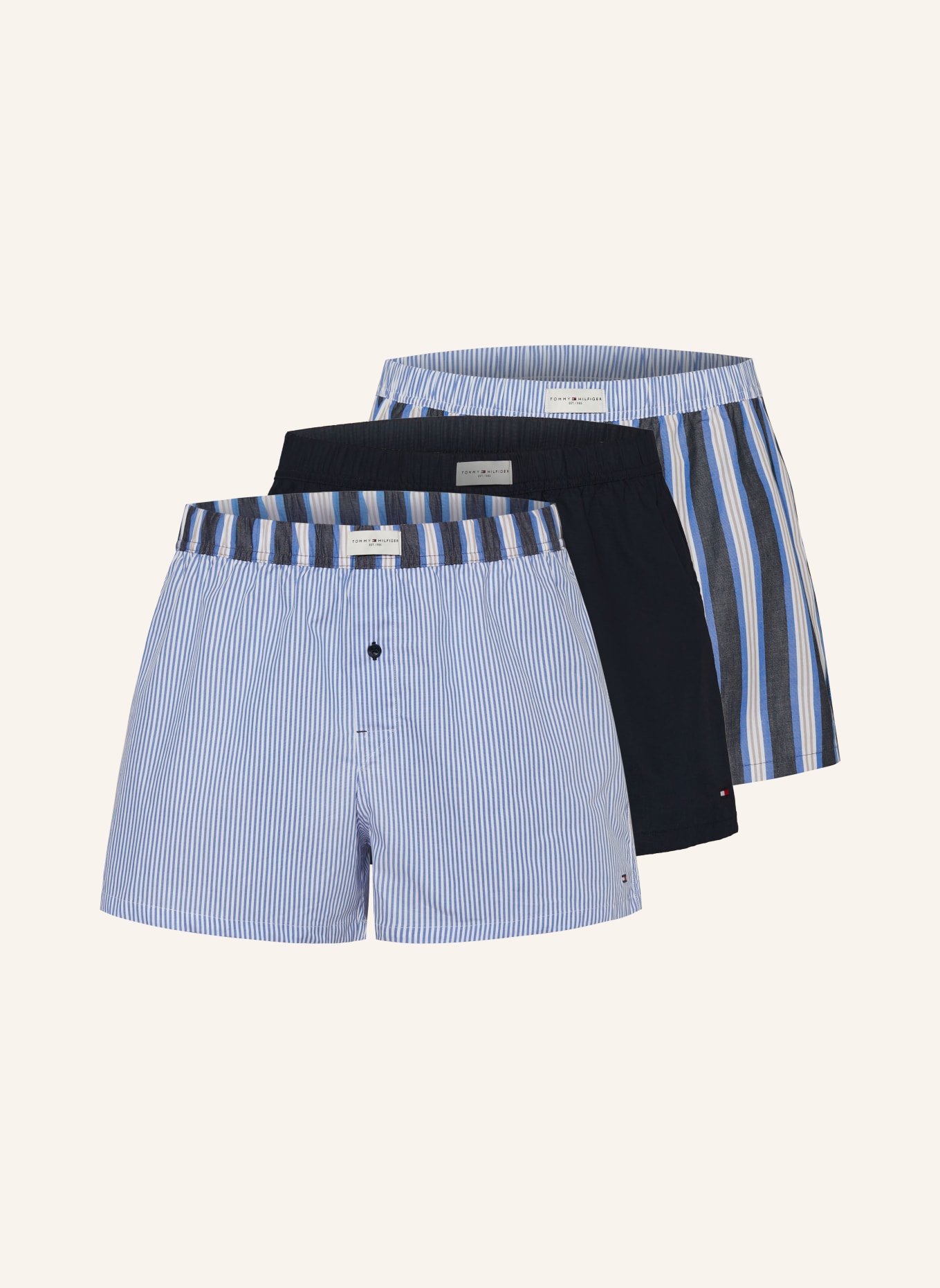 TOMMY HILFIGER 3-pack woven boxer shorts, Color: LIGHT BLUE/ DARK BLUE/ GRAY (Image 1)