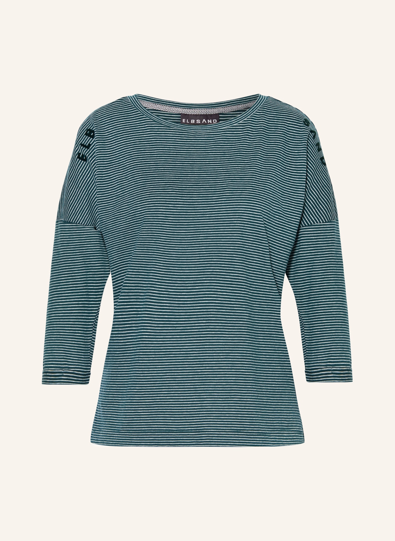 ELBSAND Shirt VEERA mit 3/4-Arm, Farbe: PETROL/ WEISS (Bild 1)