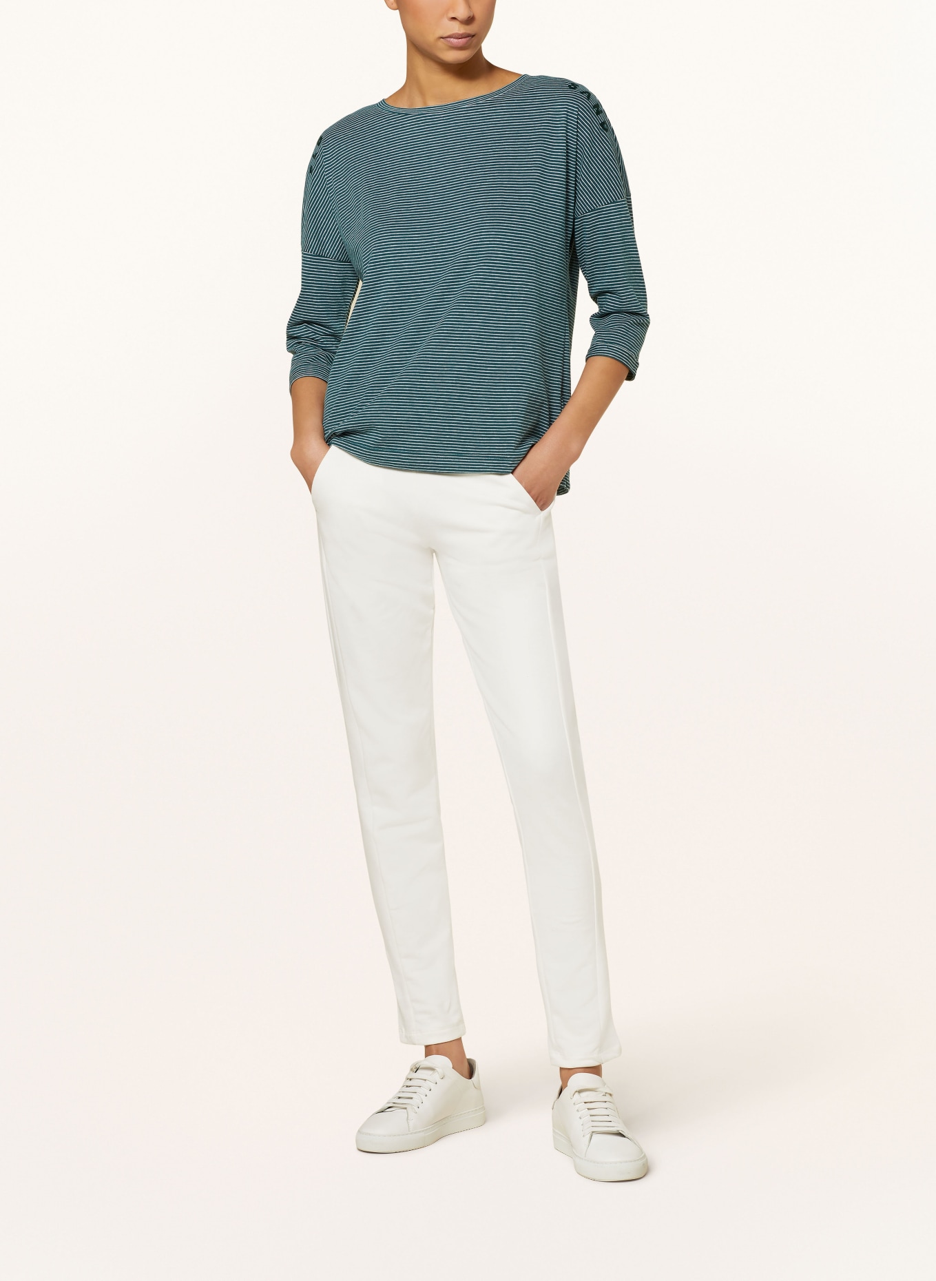 ELBSAND Shirt VEERA with 3/4 sleeves, Color: TEAL/ WHITE (Image 2)