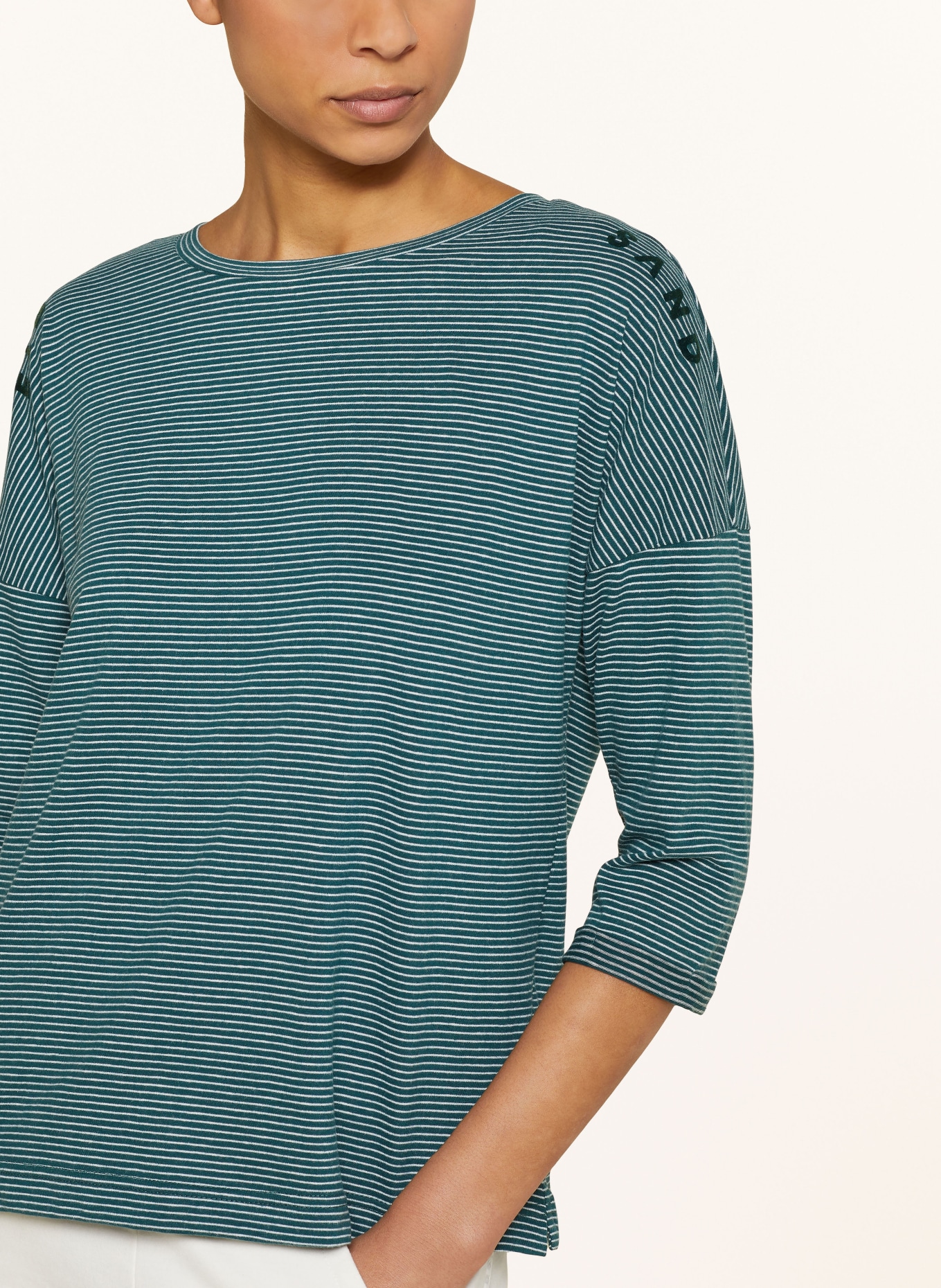 ELBSAND Shirt VEERA with 3/4 sleeves, Color: TEAL/ WHITE (Image 4)