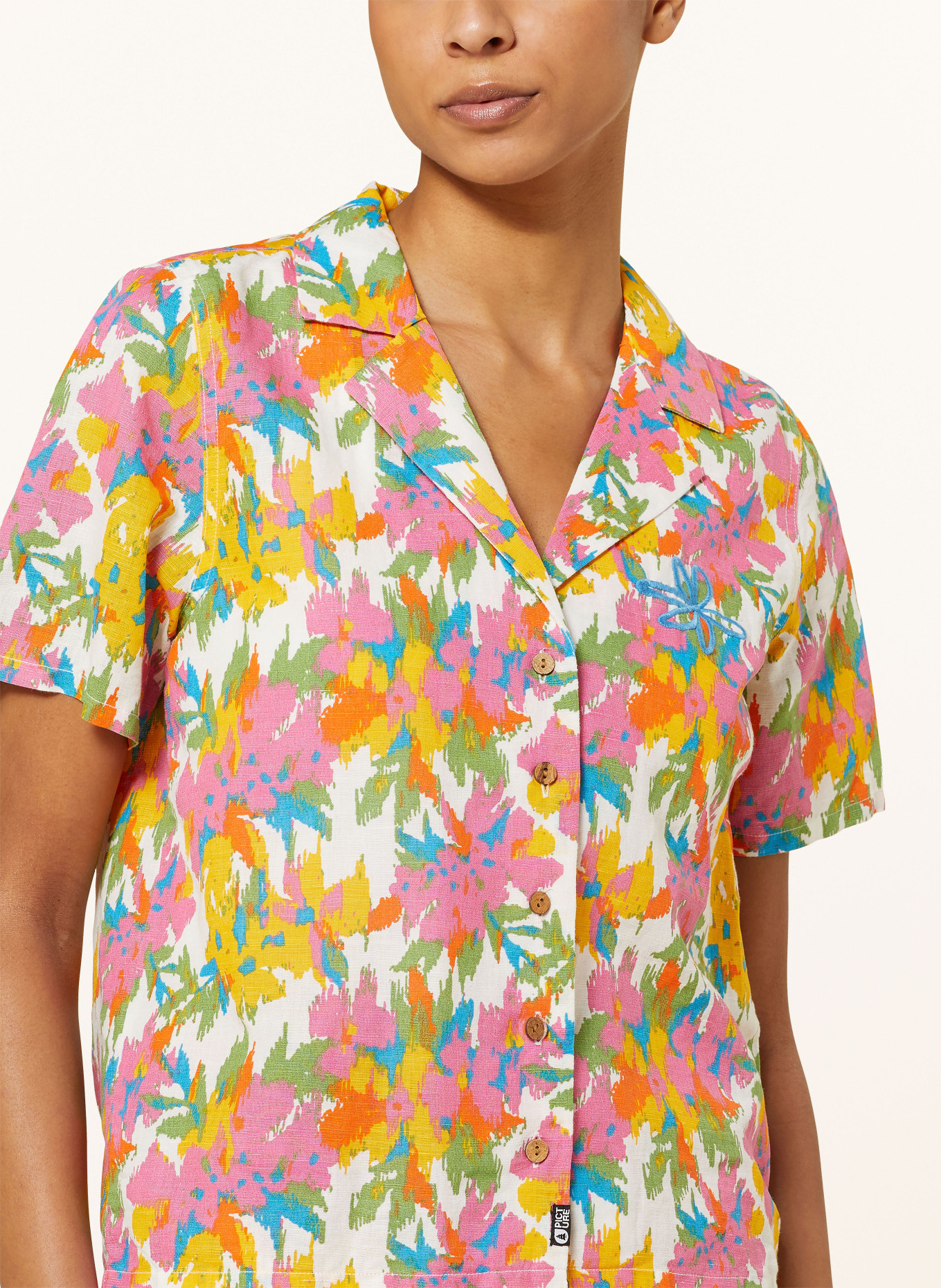 PICTURE Oversized-Hemdbluse KINTHA mit Leinen, Farbe: WEISS/ ROSA/ HELLGRÜN (Bild 4)