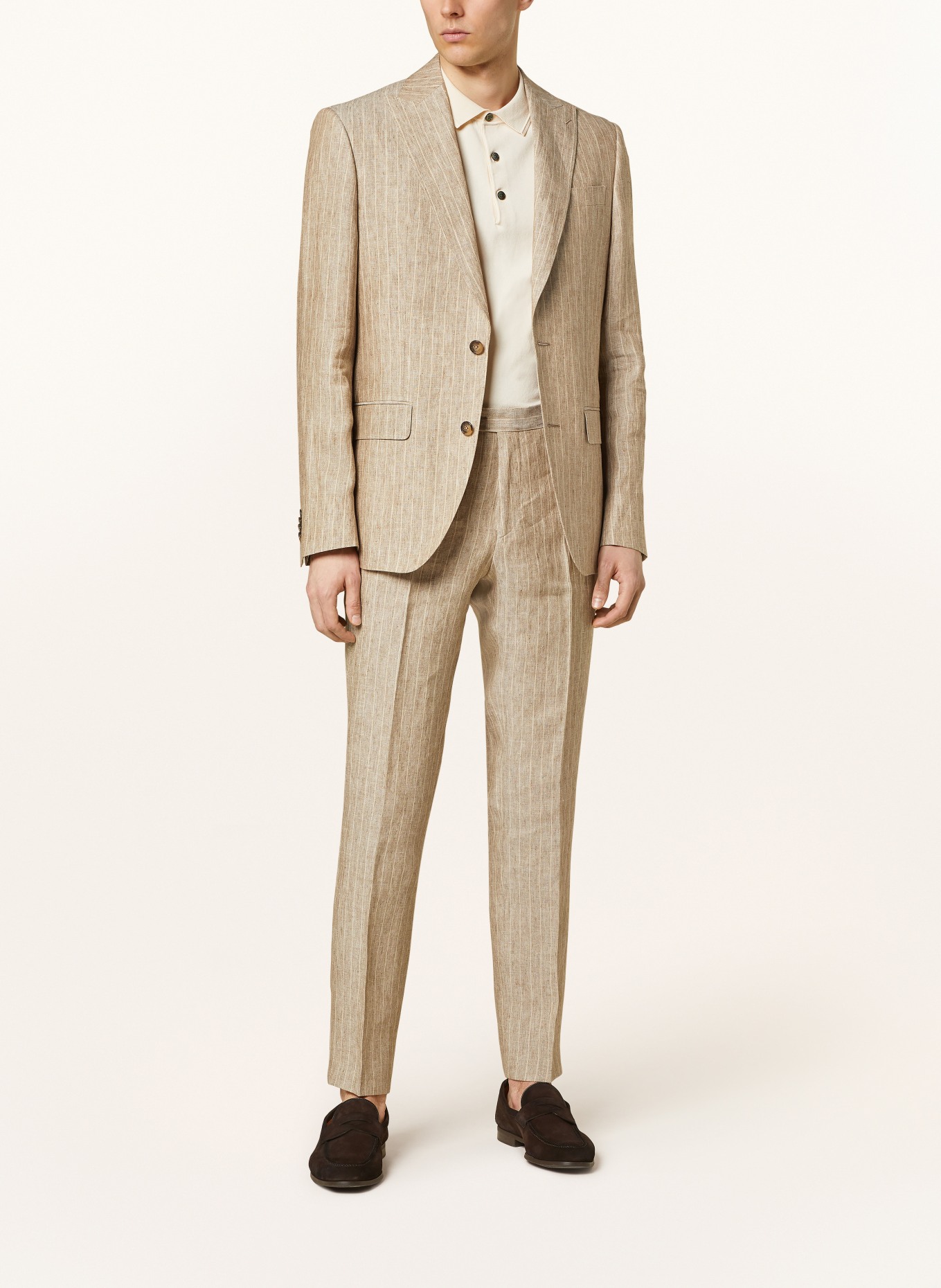 SAND COPENHAGEN Spodnie garniturowe CRAIG z lnu modern fit, Kolor: 230 dark beige (Obrazek 2)