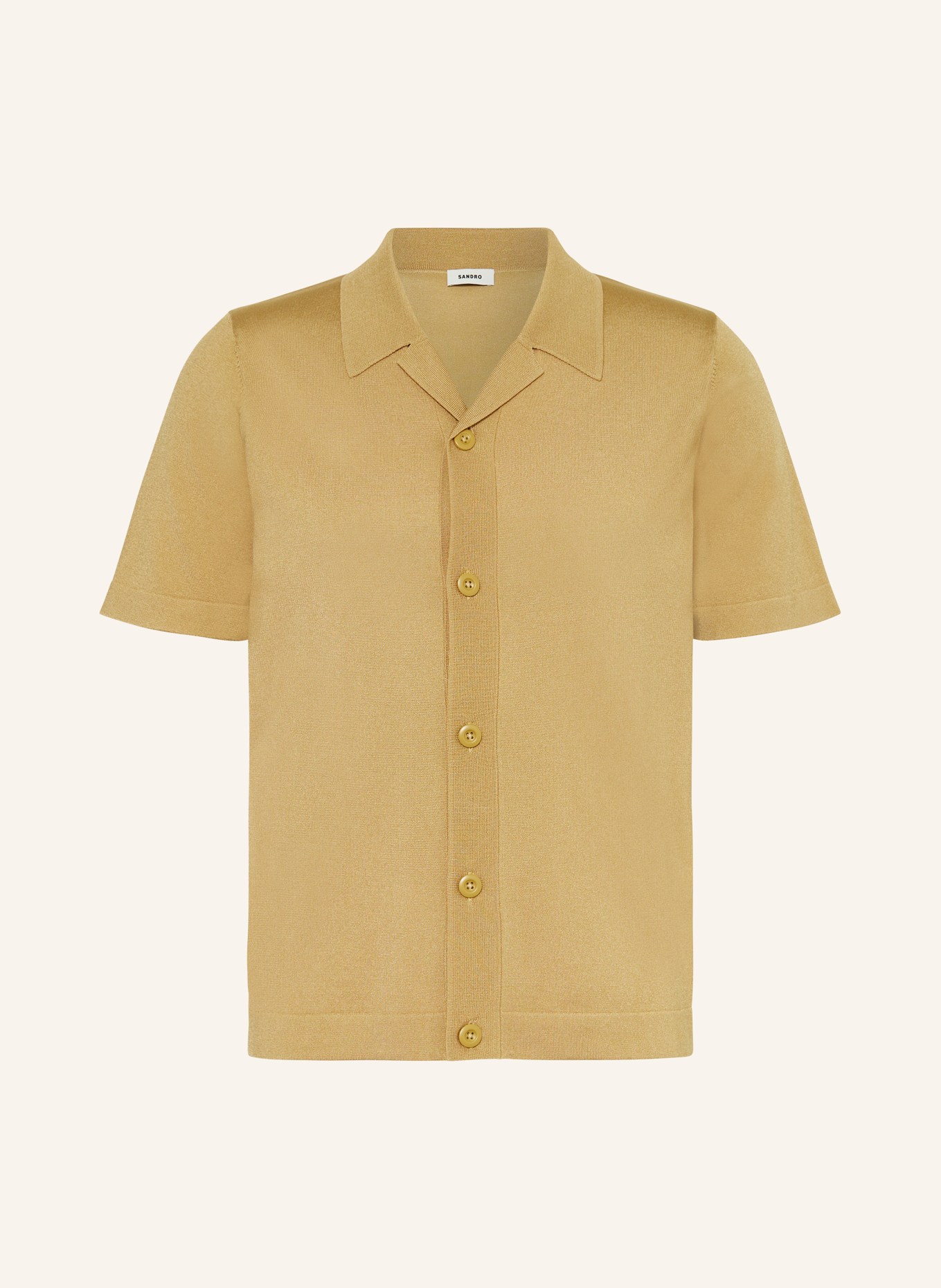 SANDRO Dzianinowa koszula z klapami extra slim fit, Kolor: CAMELOWY (Obrazek 1)